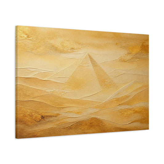 Main Mockup. Abstract Golden Pyramid shown as canvas print