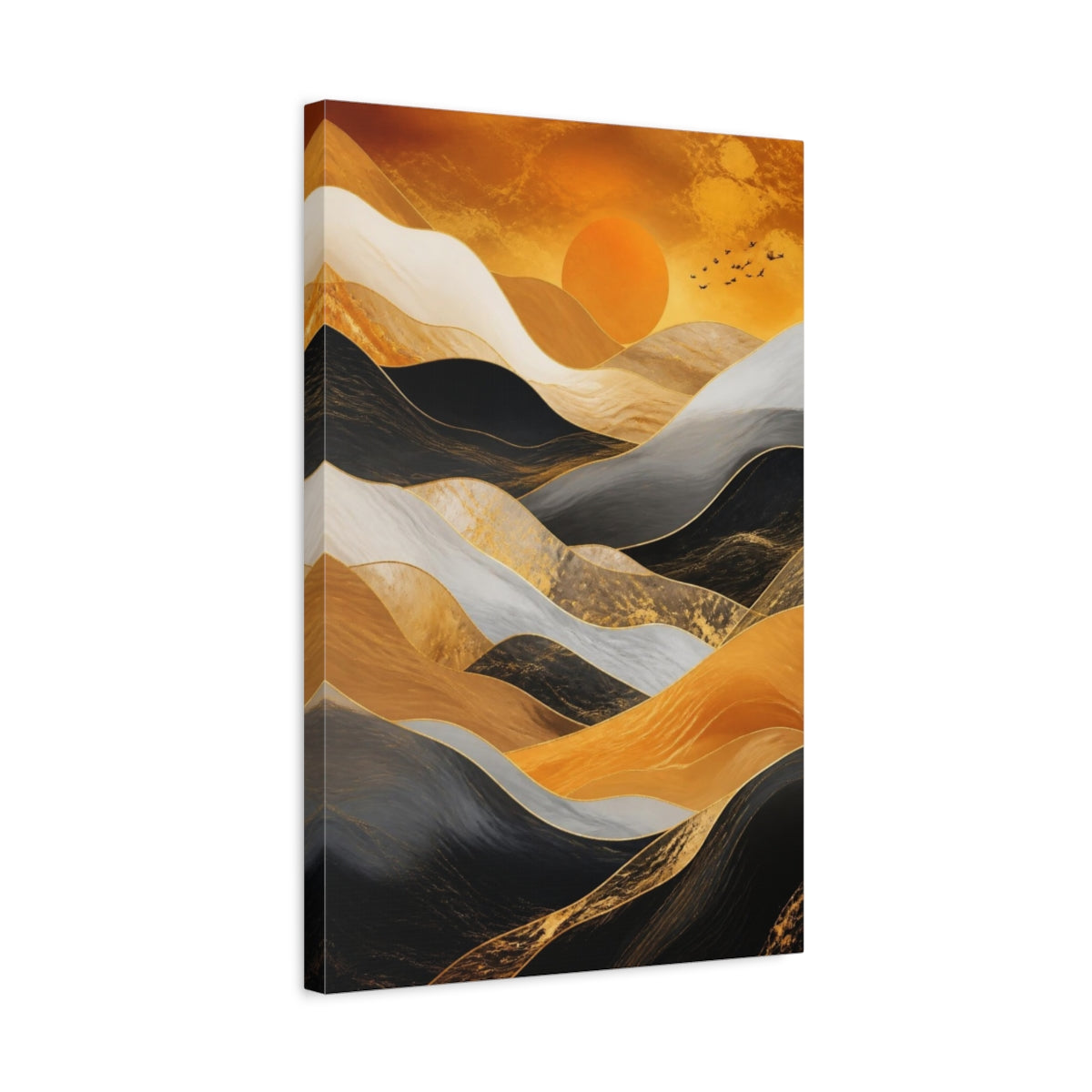 Side Mockup 3. Abstract Golden Rolling Hills shown as canvas print