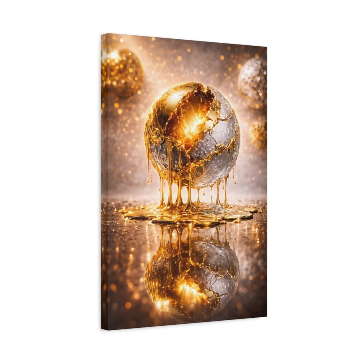 Abstract Golden Sphere Gold - Canvas Wall Art Print - YesArtYes