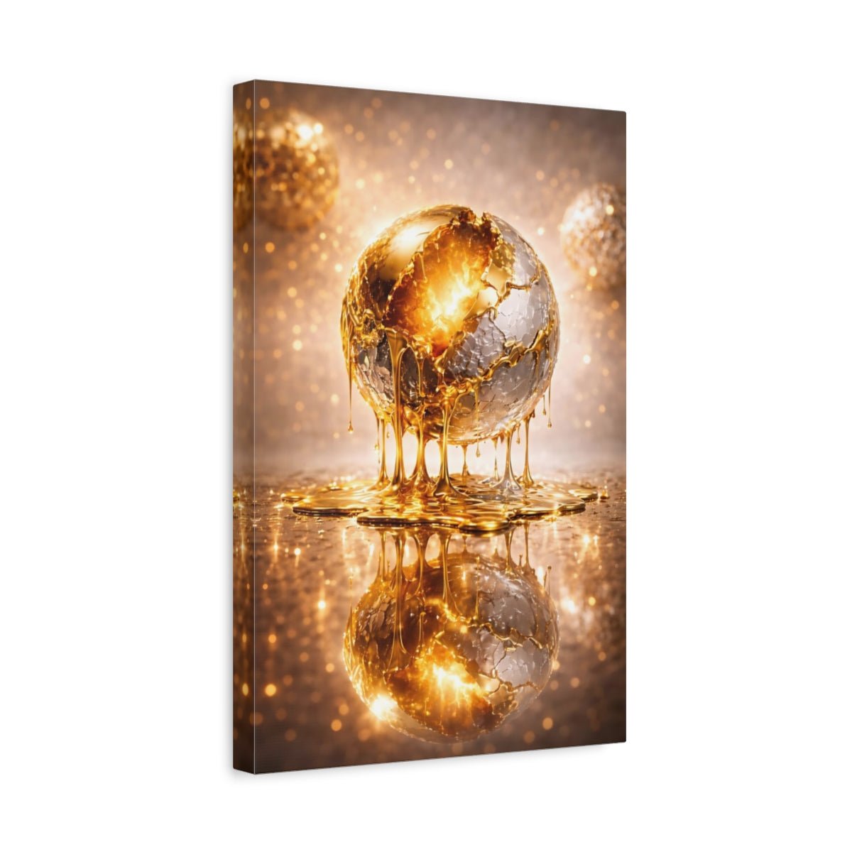 Abstract Golden Sphere Gold - Canvas Wall Art Print - YesArtYes