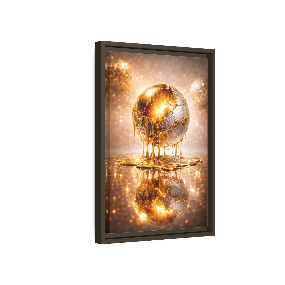 Abstract Golden Sphere Gold - Framed Canvas Wall Art Print - YesArtYes
