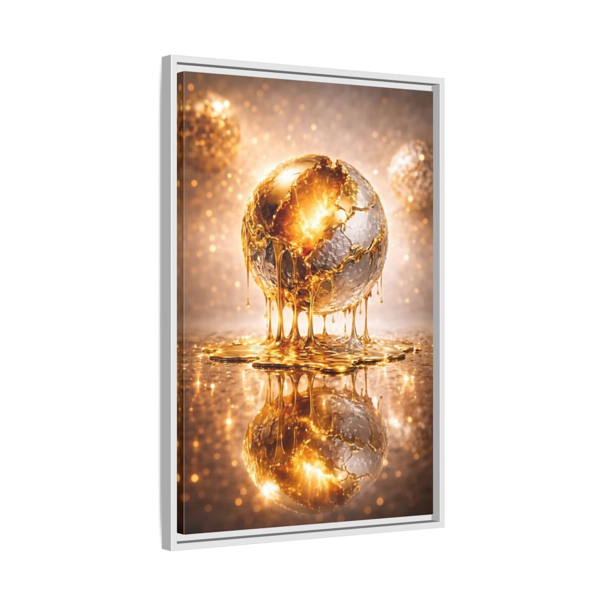 Abstract Golden Sphere Gold - Framed Canvas Wall Art Print - YesArtYes