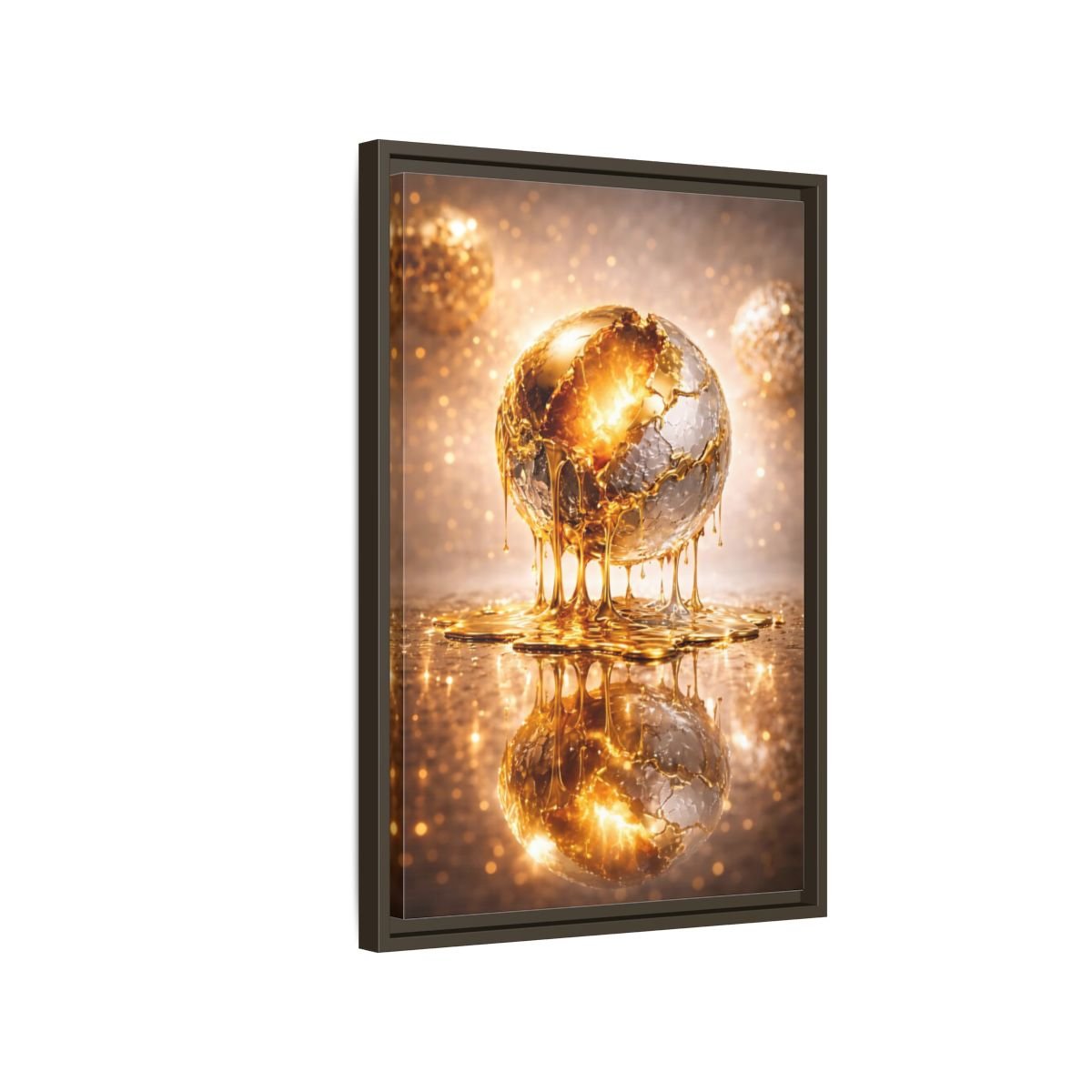 Abstract Golden Sphere Gold - Framed Canvas Wall Art Print - YesArtYes