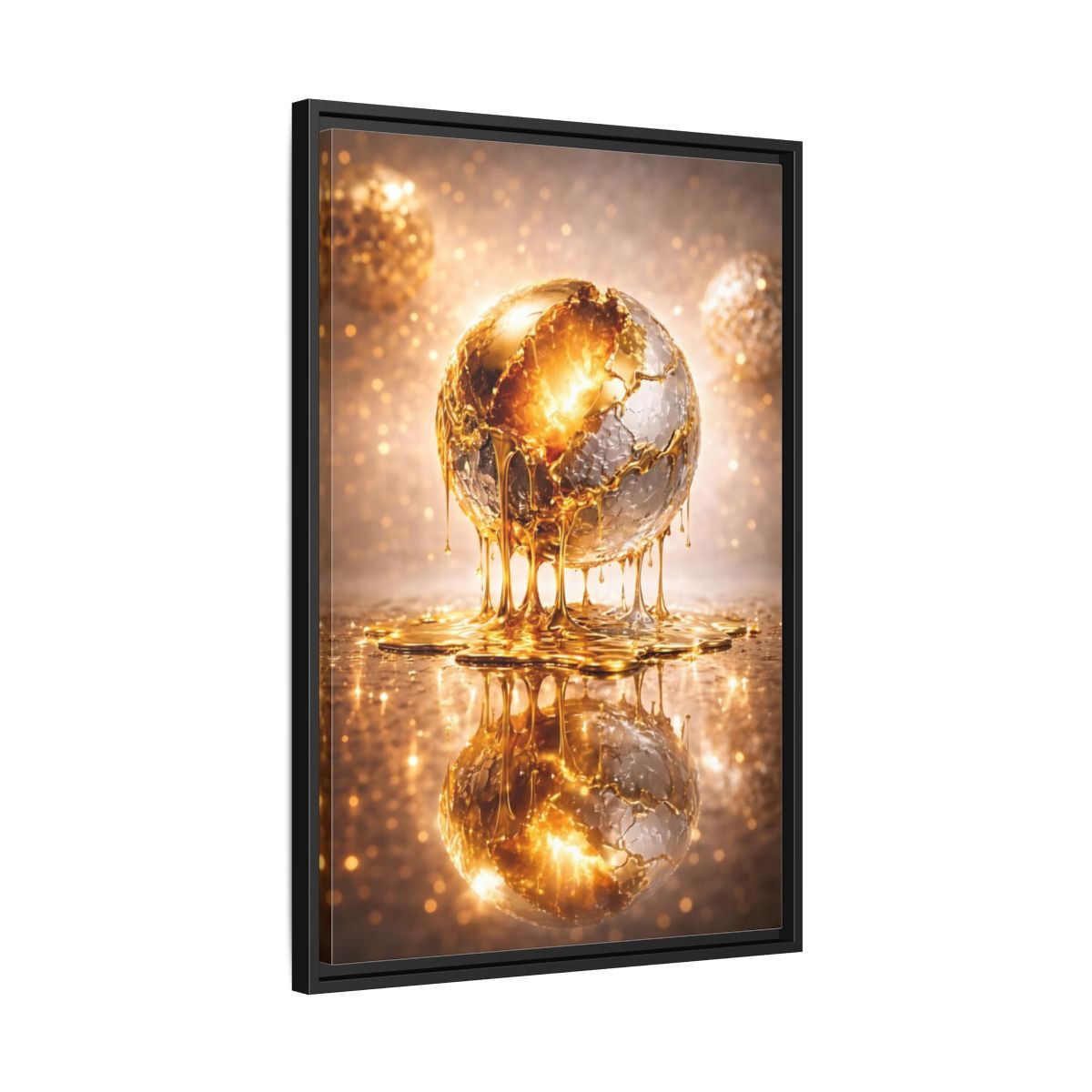 Abstract Golden Sphere Gold - Framed Canvas Wall Art Print - YesArtYes