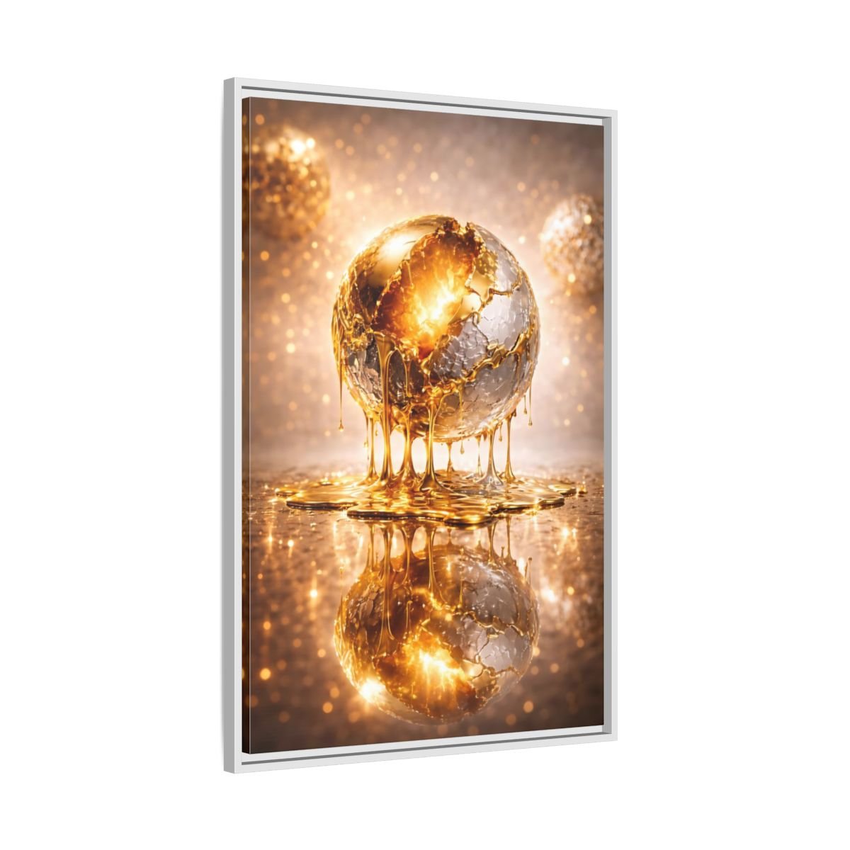Abstract Golden Sphere Gold - Framed Canvas Wall Art Print - YesArtYes
