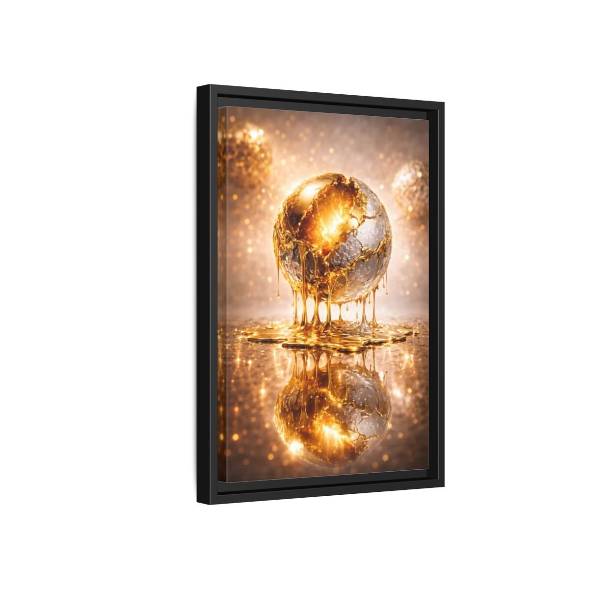Abstract Golden Sphere Gold - Framed Canvas Wall Art Print - YesArtYes