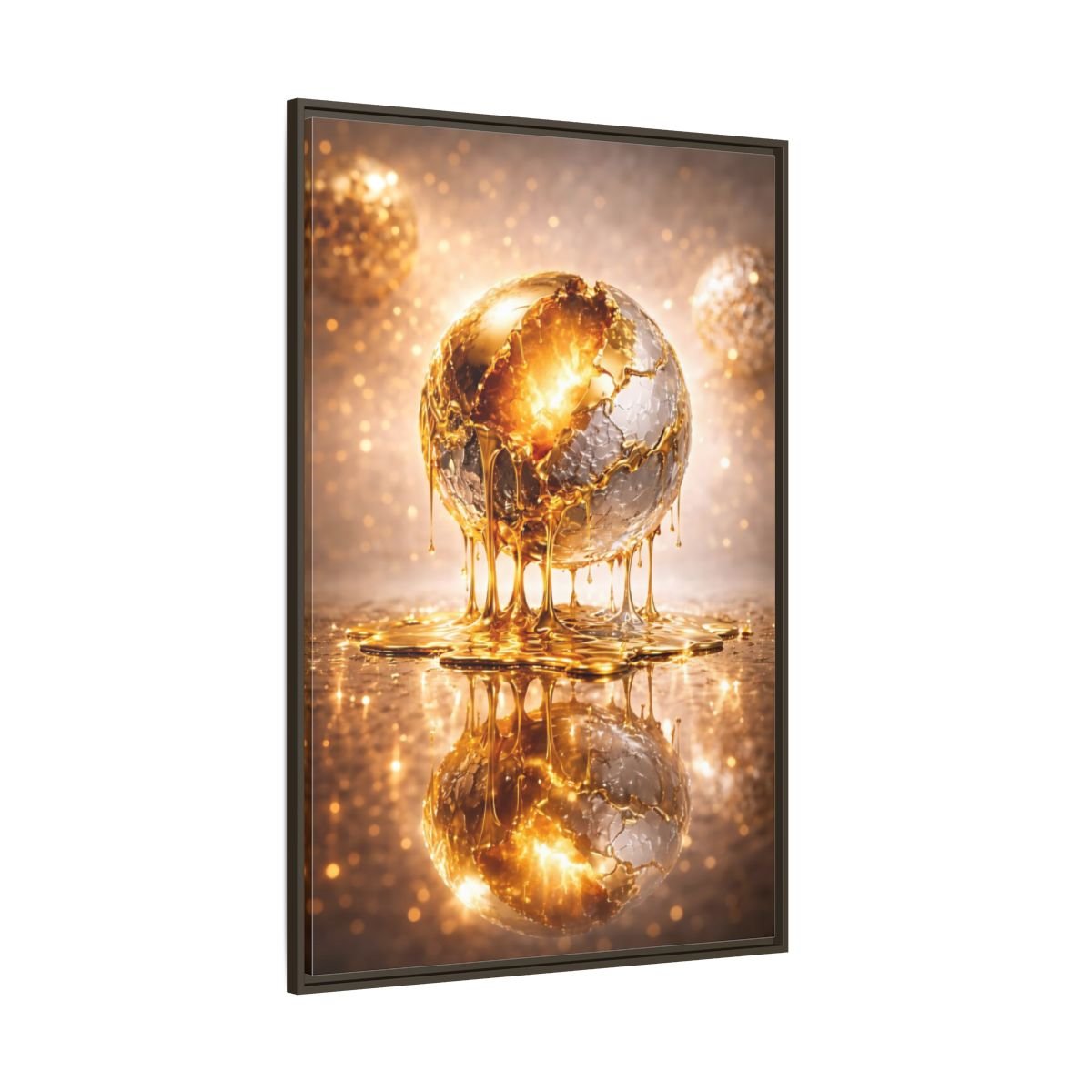 Abstract Golden Sphere Gold - Framed Canvas Wall Art Print - YesArtYes