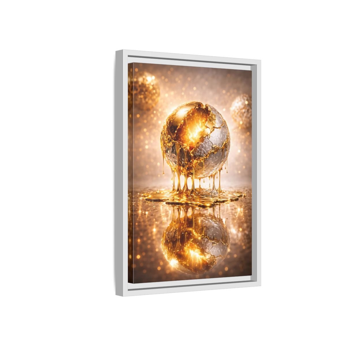 Abstract Golden Sphere Gold - Framed Canvas Wall Art Print - YesArtYes