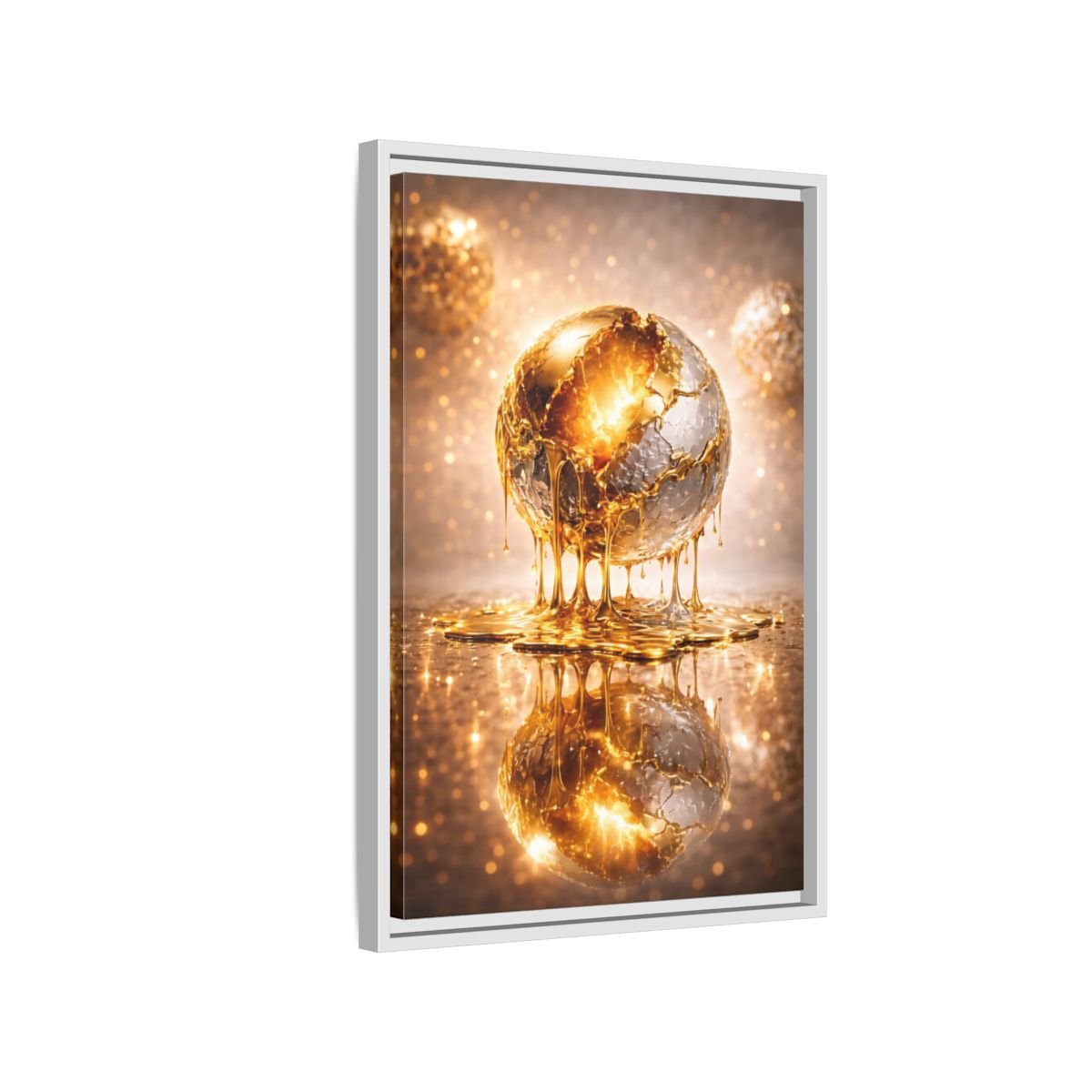 Abstract Golden Sphere Gold - Framed Canvas Wall Art Print - YesArtYes