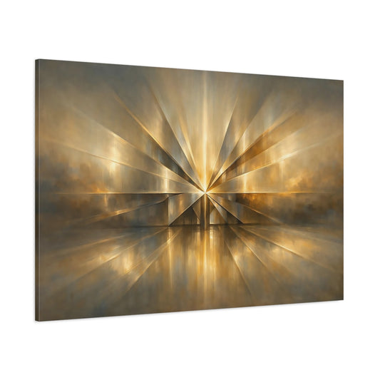 Main Mockup. Abstract Golden Starburst Golden Abstract shown as stretched canvas wall art