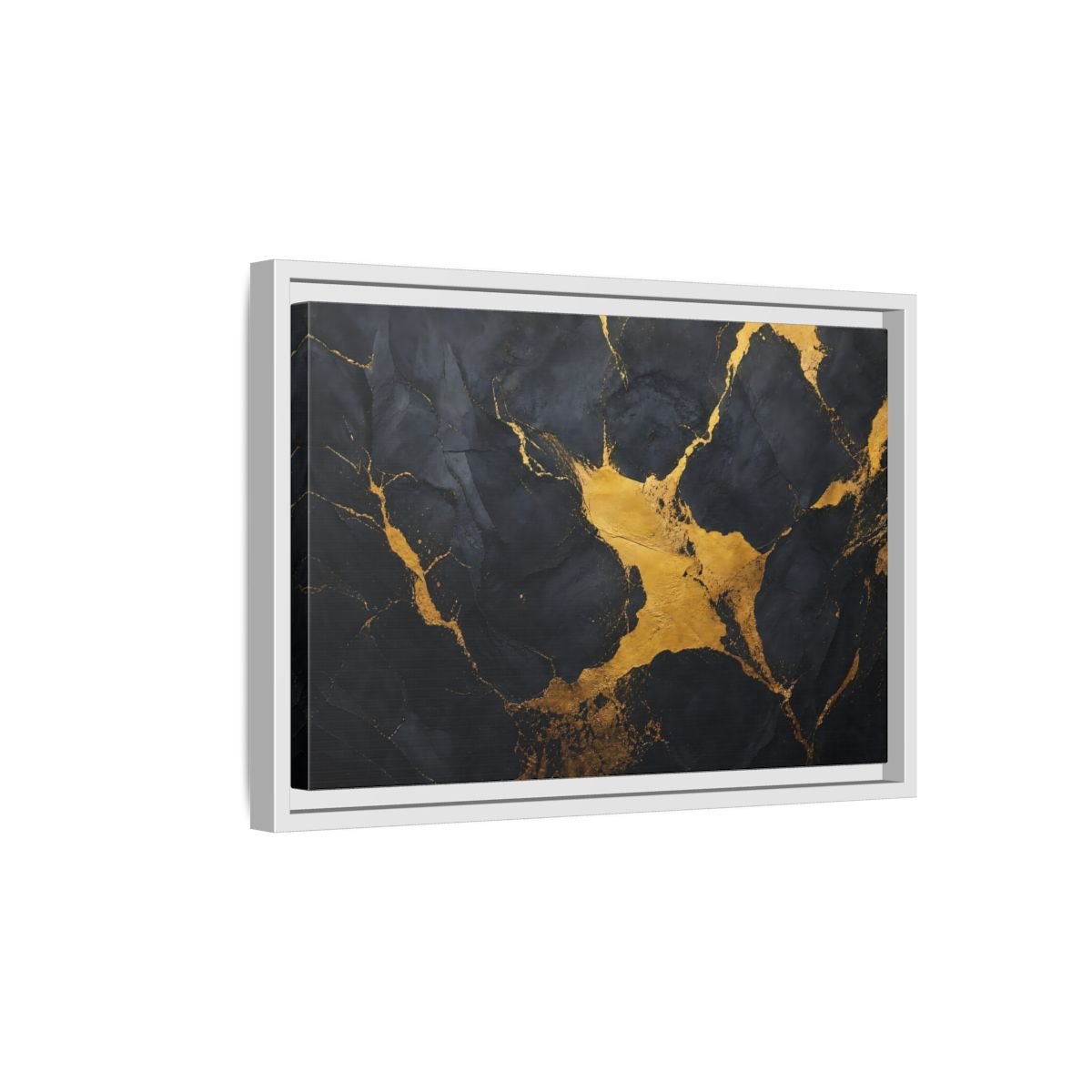 Abstract Golden Stone Black And Gold Framed Canvas Print – Living Room, Above Fireplace - YesArtYes