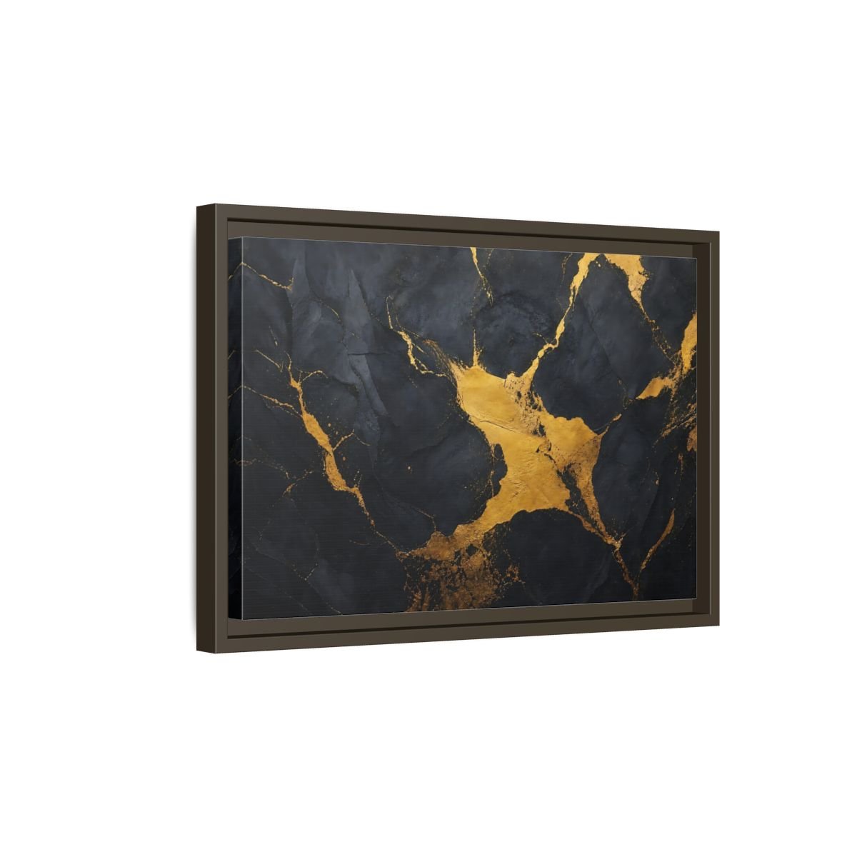 Abstract Golden Stone Black And Gold Framed Canvas Print – Living Room, Above Fireplace - YesArtYes