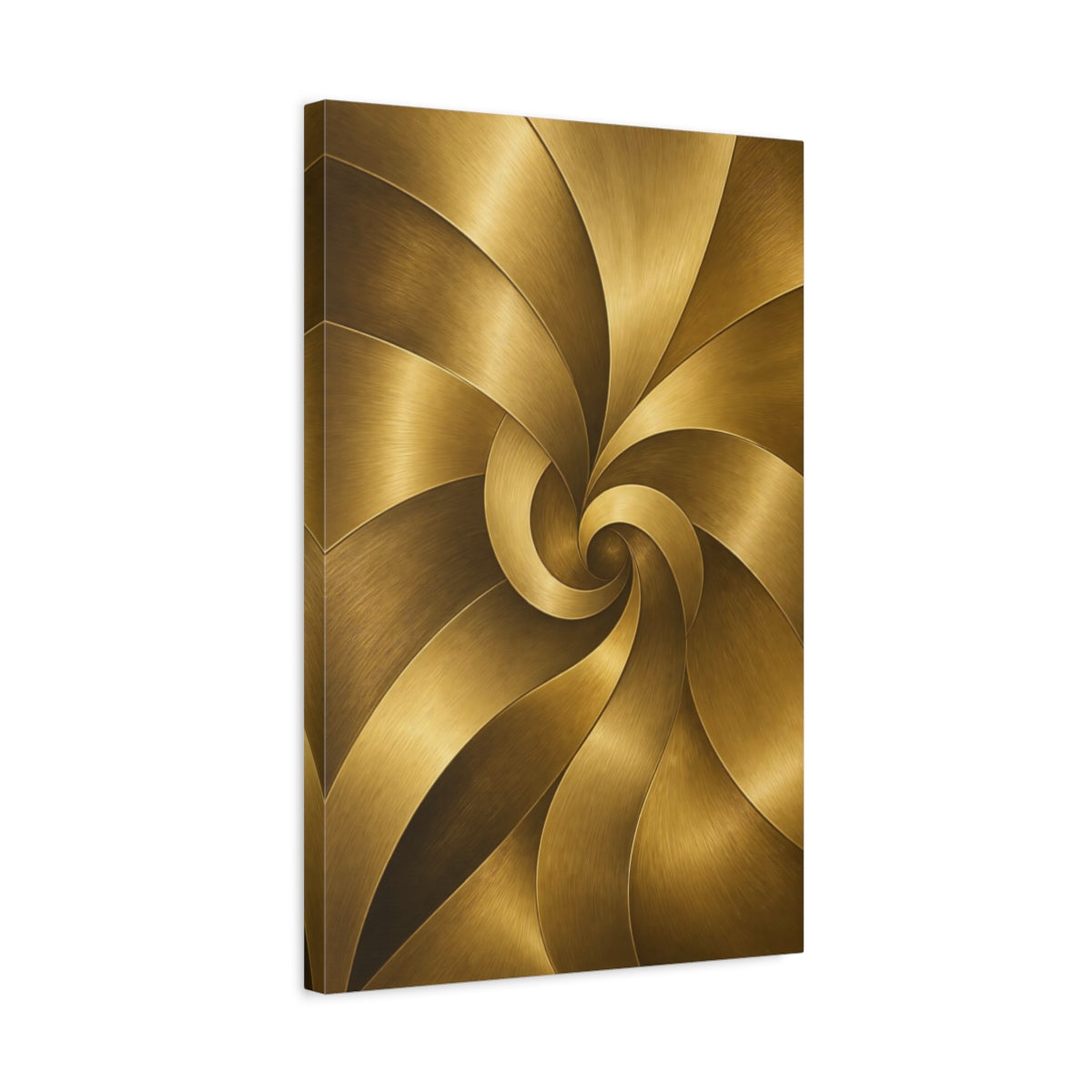 Side Mockup 3. Abstract Golden Swirl Gold Abstract shown as stretched canvas wall art