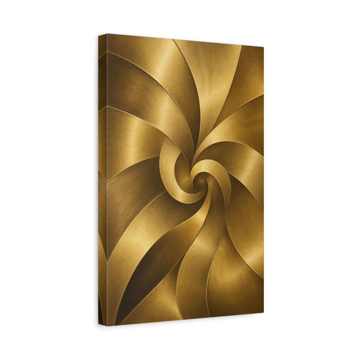 Side Mockup 4. Abstract Golden Swirl Gold Abstract shown as stretched canvas wall art