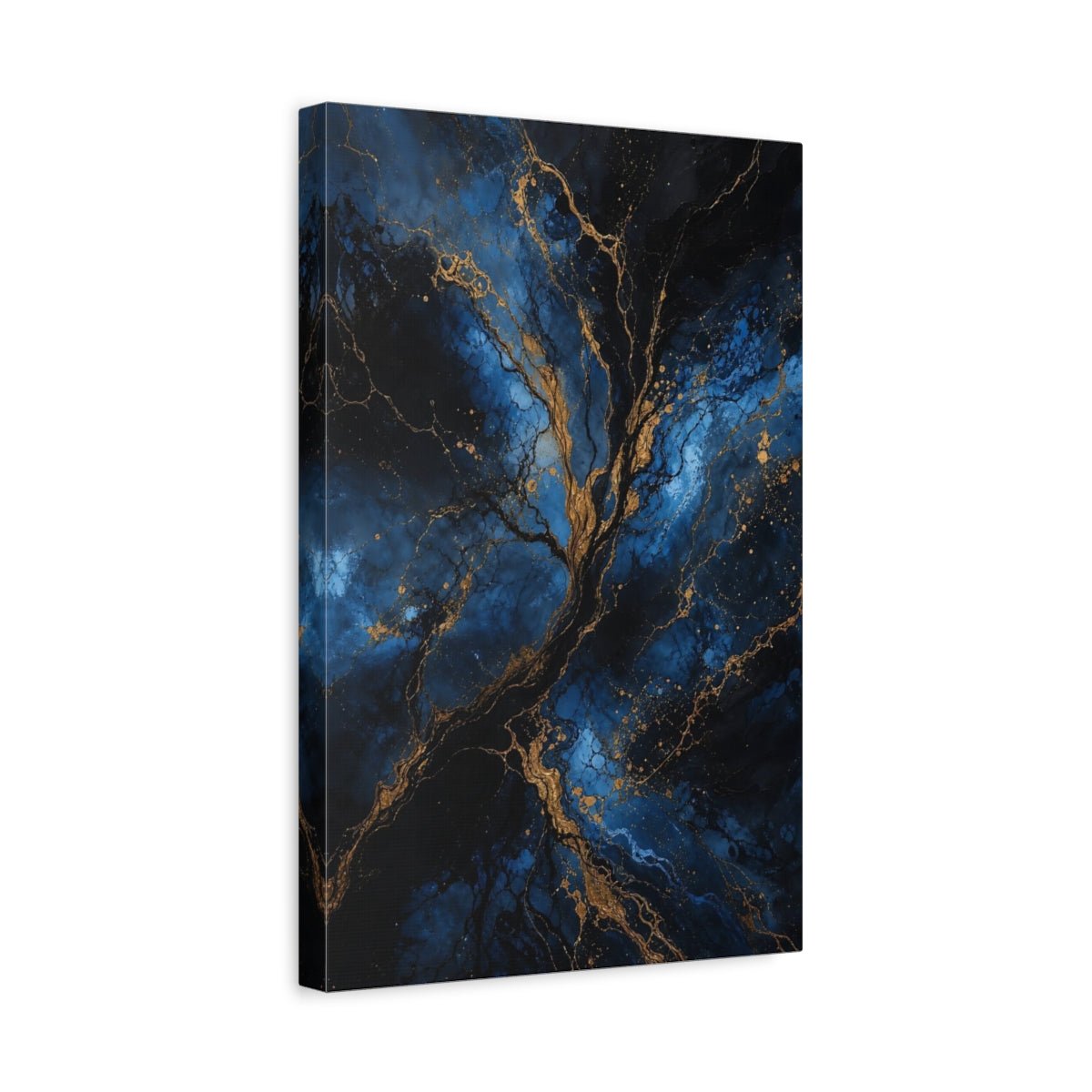 Abstract Golden Tree Blue And Gold Canvas Wall Art Print – Living Room, Above Sofa - YesArtYes