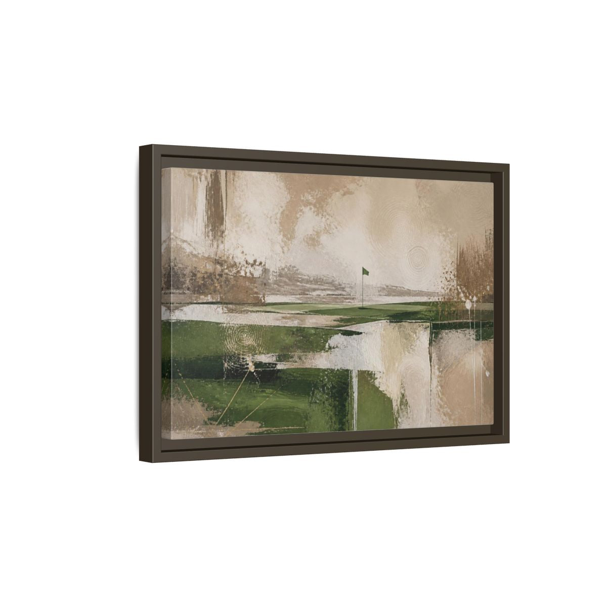 Side Mockup 5. Abstract Golf Flag Landscape shown as framed canvas print