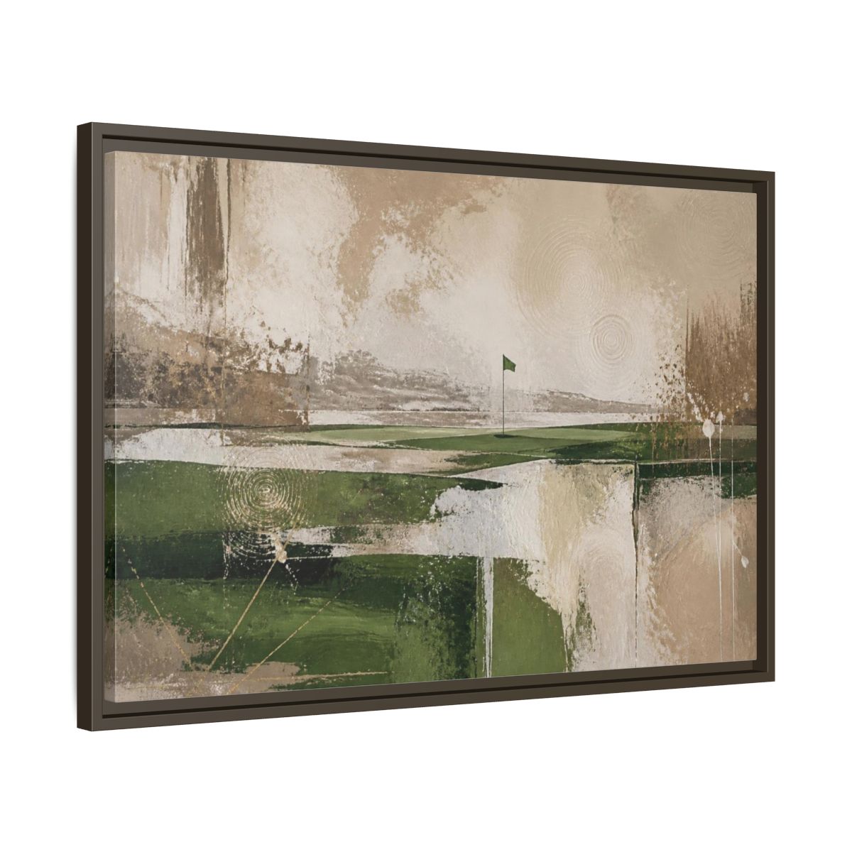 Side Mockup 11. Abstract Golf Flag Landscape shown as framed canvas print
