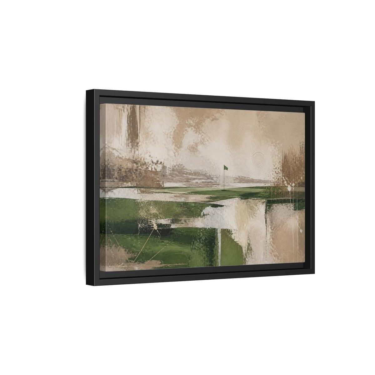 Side Mockup 6. Abstract Golf Flag Landscape shown as framed canvas print