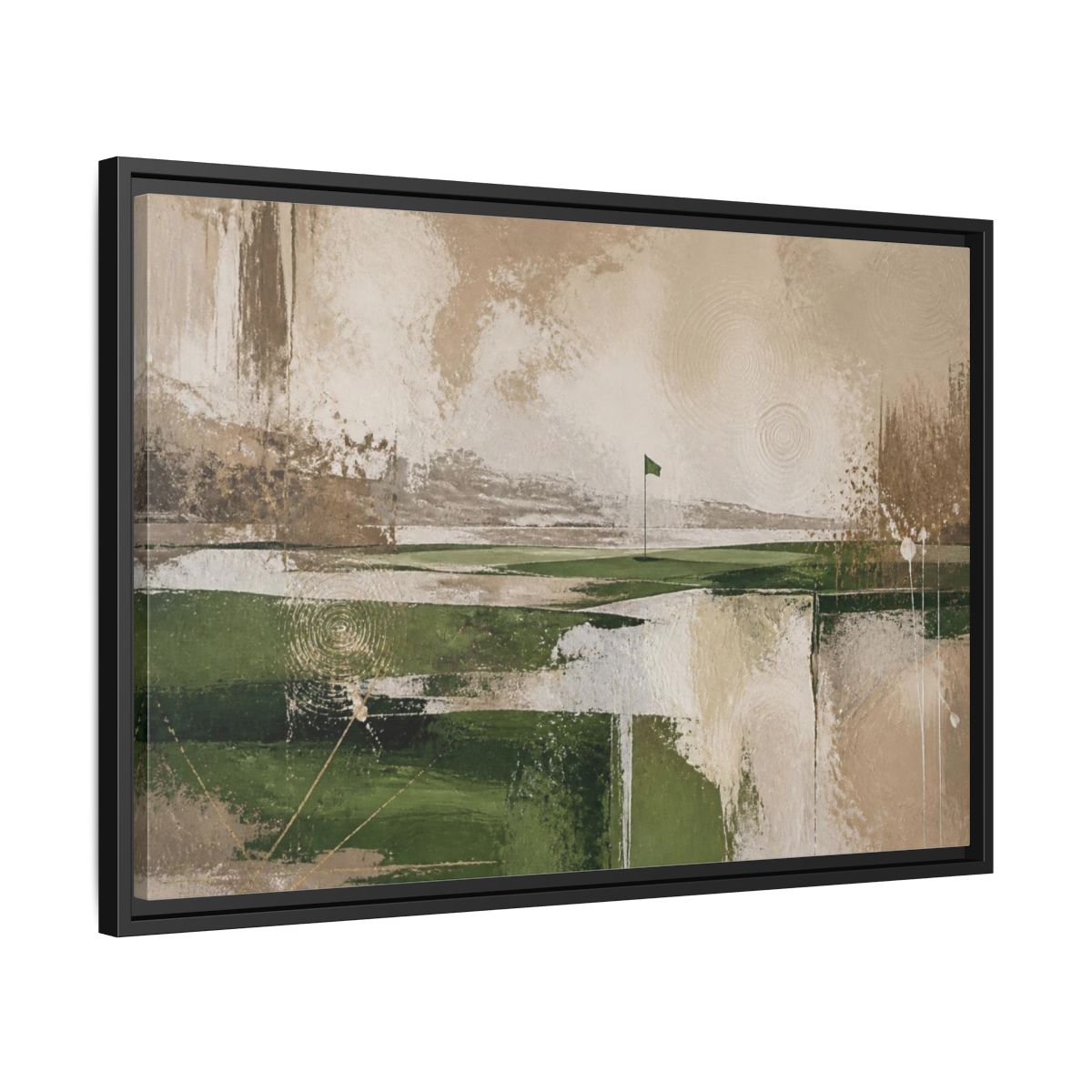 Side Mockup 14. Abstract Golf Flag Landscape shown as framed canvas print