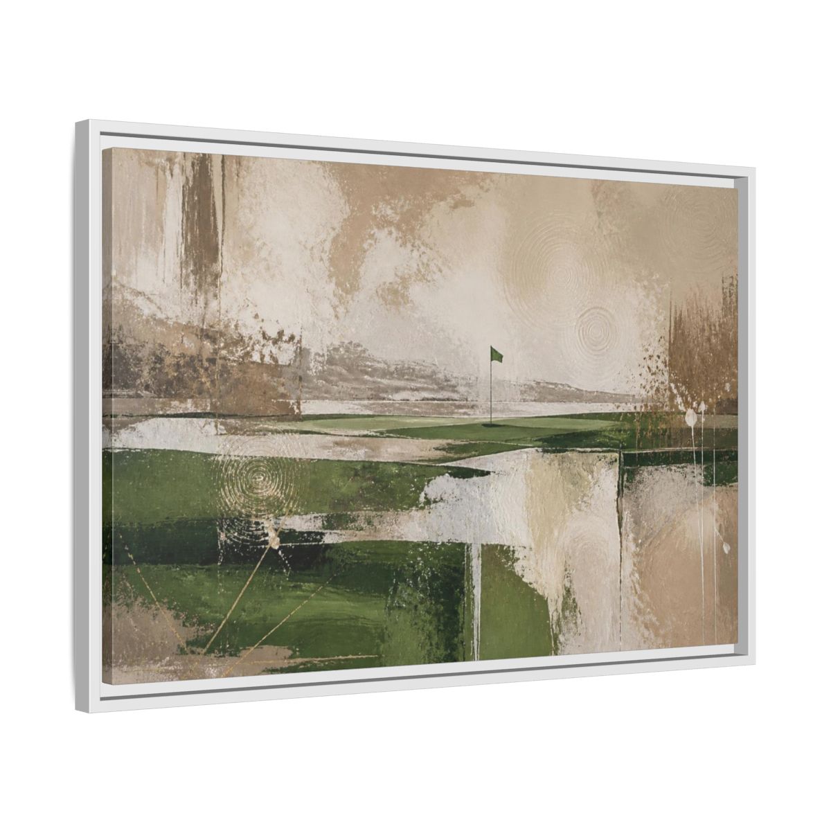 Side Mockup 10. Abstract Golf Flag Landscape shown as framed canvas print