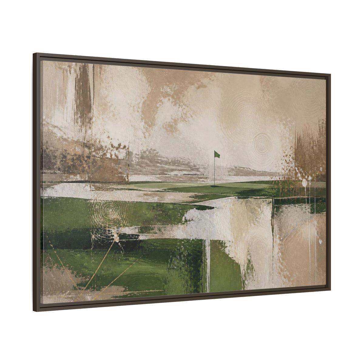 Side Mockup 8. Abstract Golf Flag Landscape shown as framed canvas print