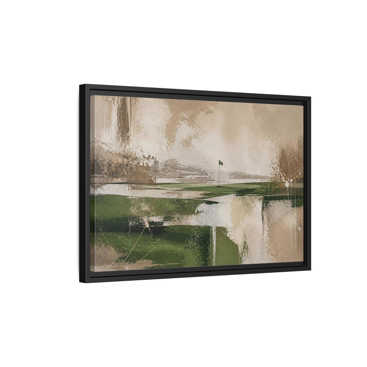 Side Mockup 3. Abstract Golf Flag Landscape shown as framed canvas print