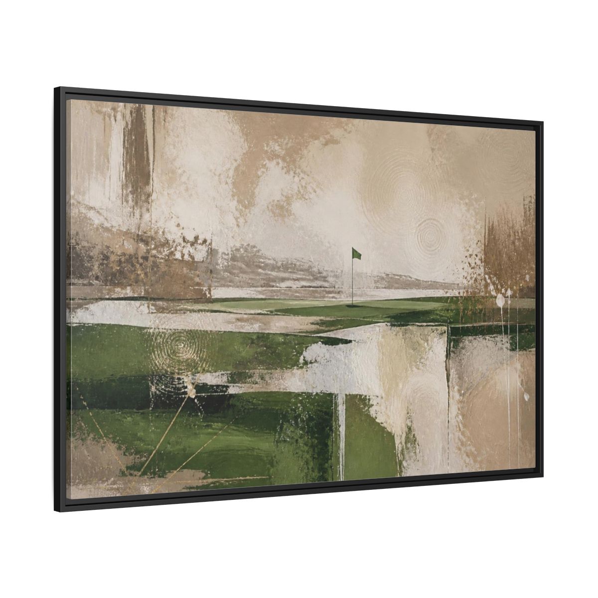Side Mockup 12. Abstract Golf Flag Landscape shown as framed canvas print