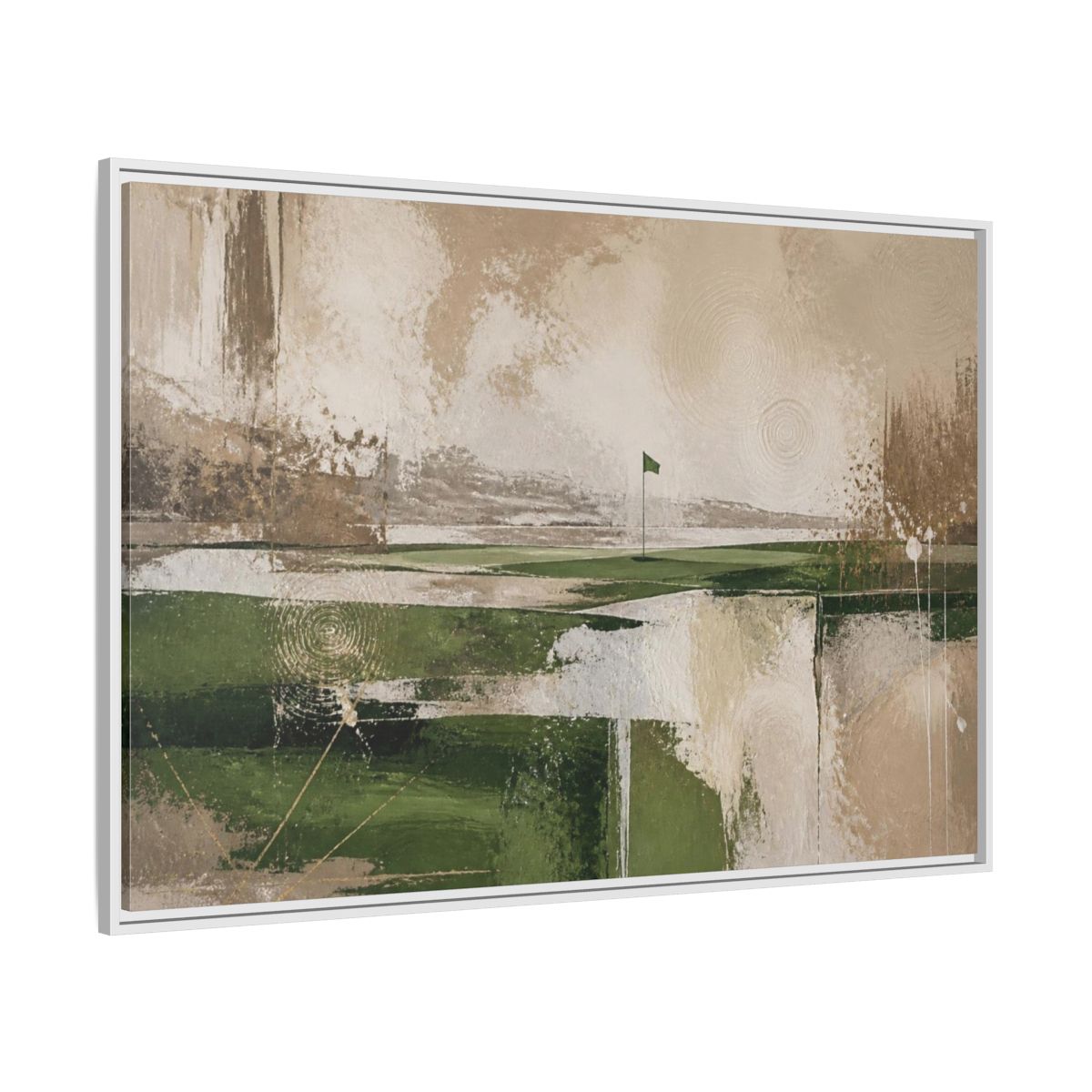 Side Mockup 7. Abstract Golf Flag Landscape shown as framed canvas print