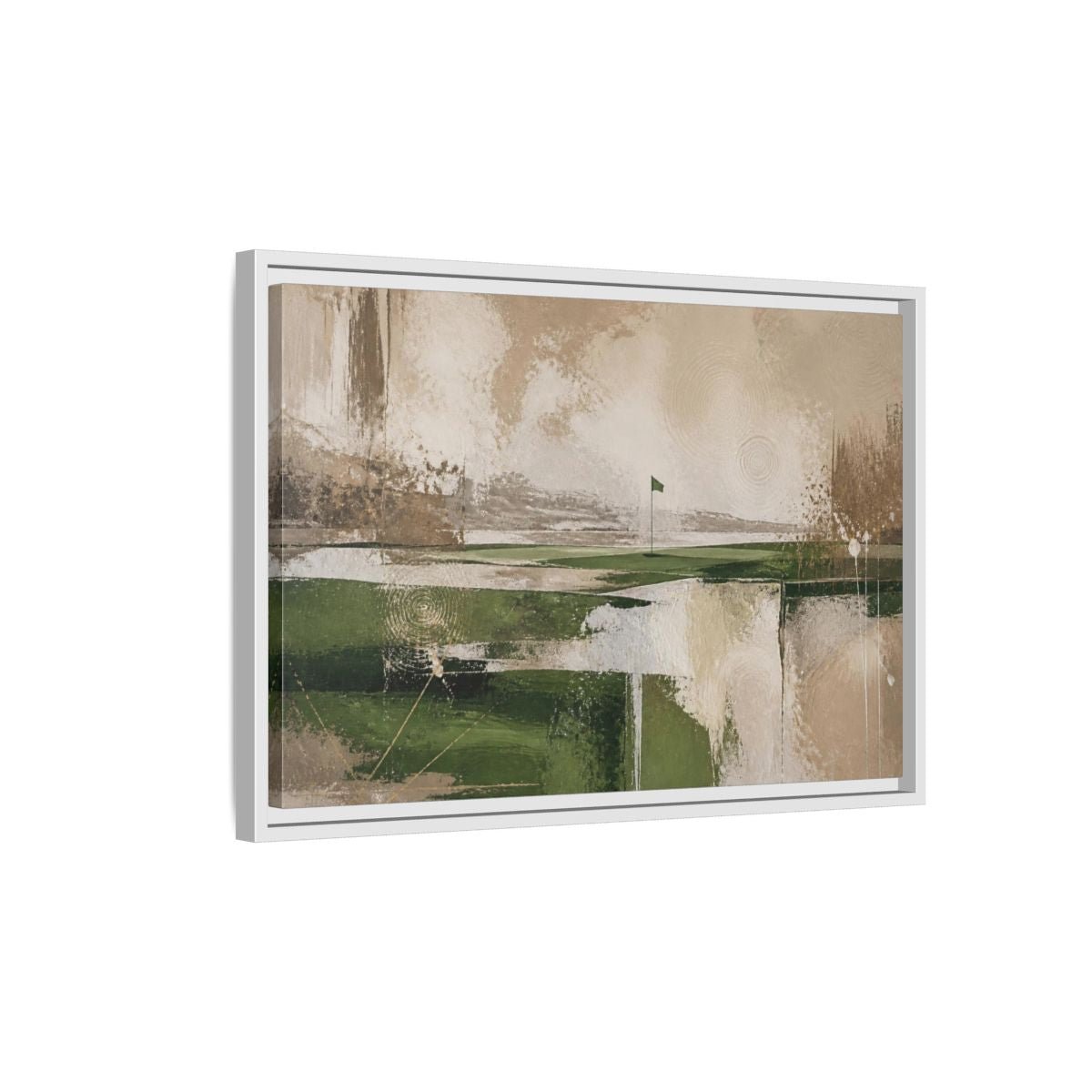Side Mockup 1. Abstract Golf Flag Landscape shown as framed canvas print