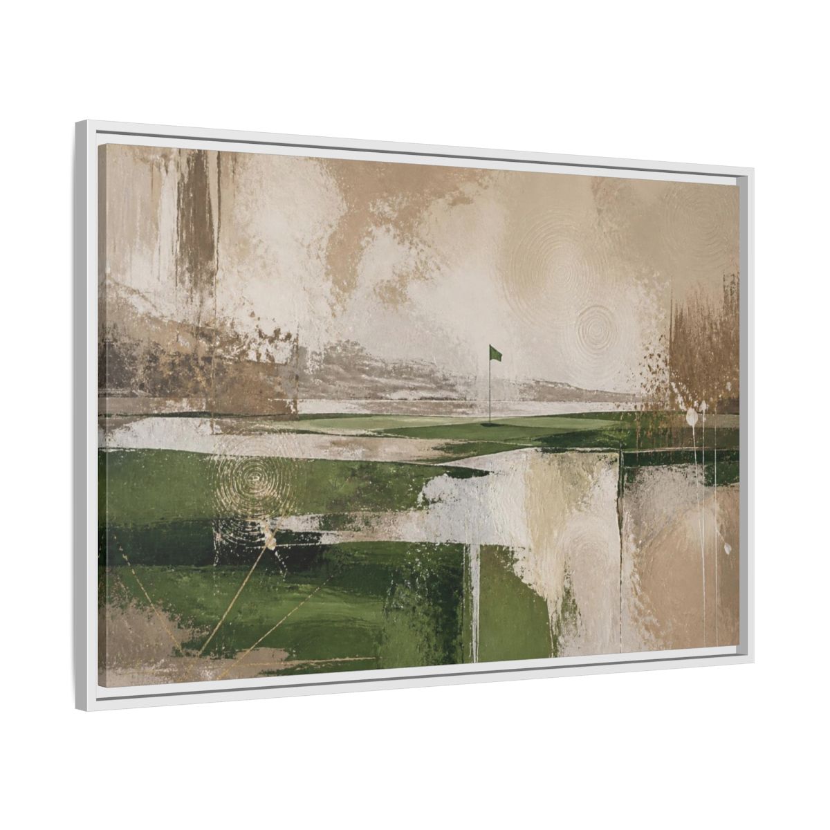 Side Mockup 9. Abstract Golf Flag Landscape shown as framed canvas print