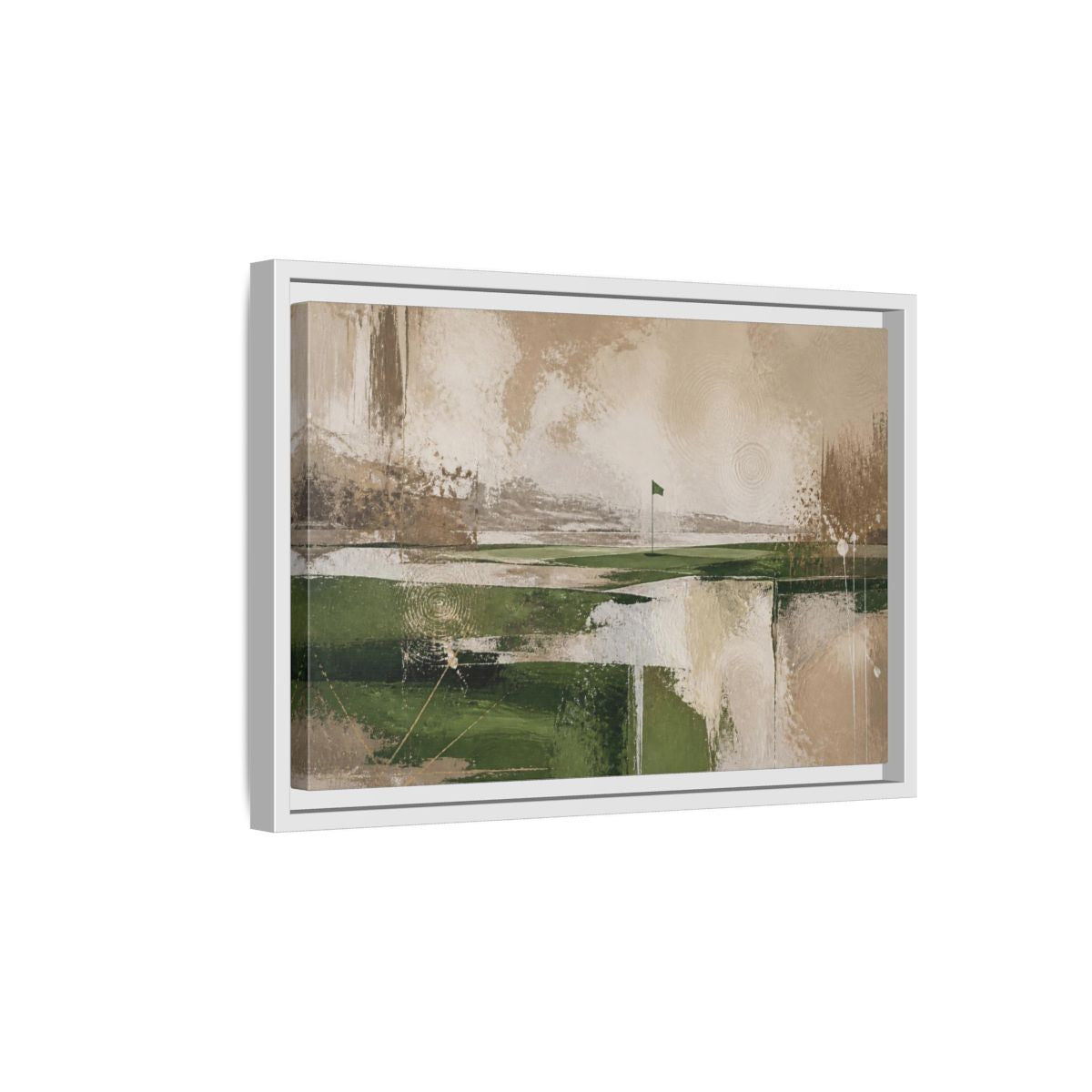 Side Mockup 4. Abstract Golf Flag Landscape shown as framed canvas print