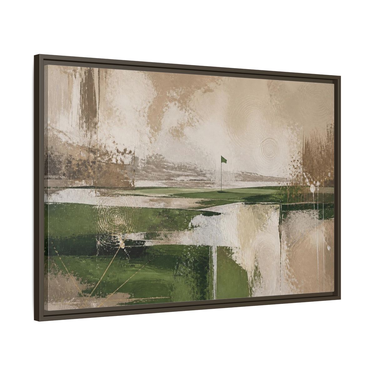 Main Mockup. Abstract Golf Flag Landscape shown as framed canvas print
