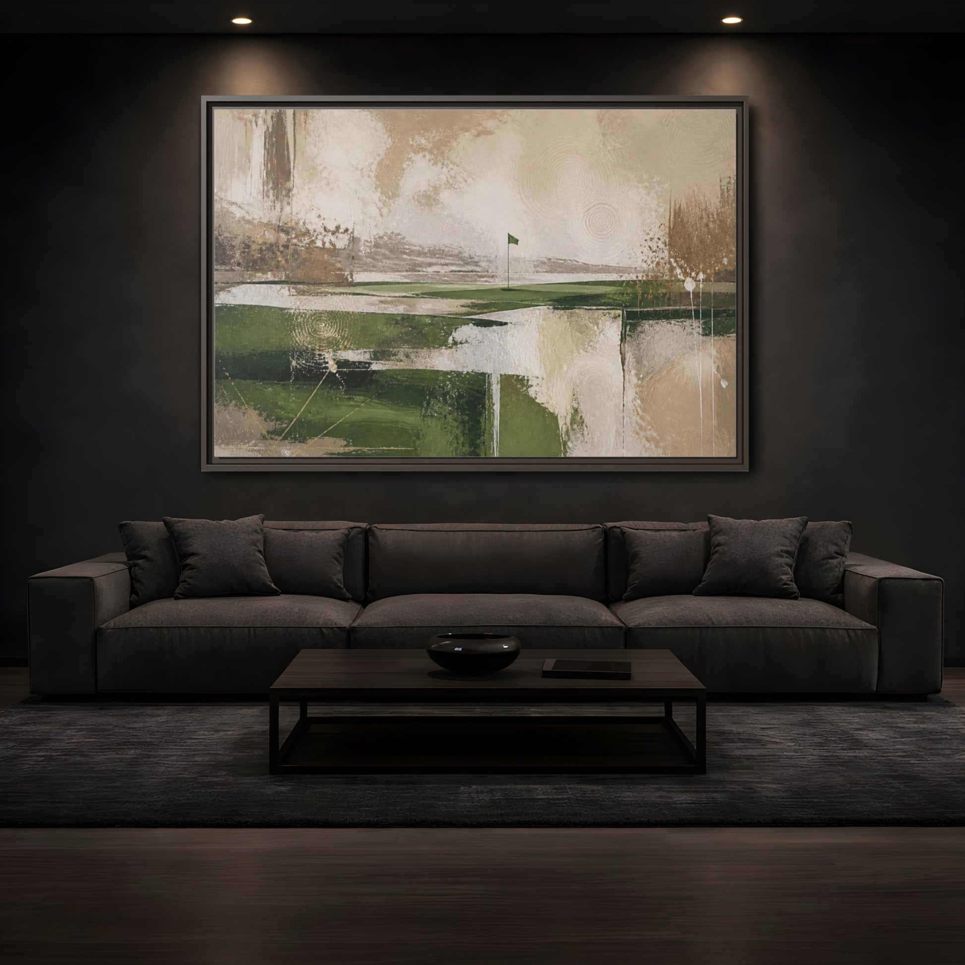 Mockup 3. Abstract Golf Flag Landscape shown as framed canvas print