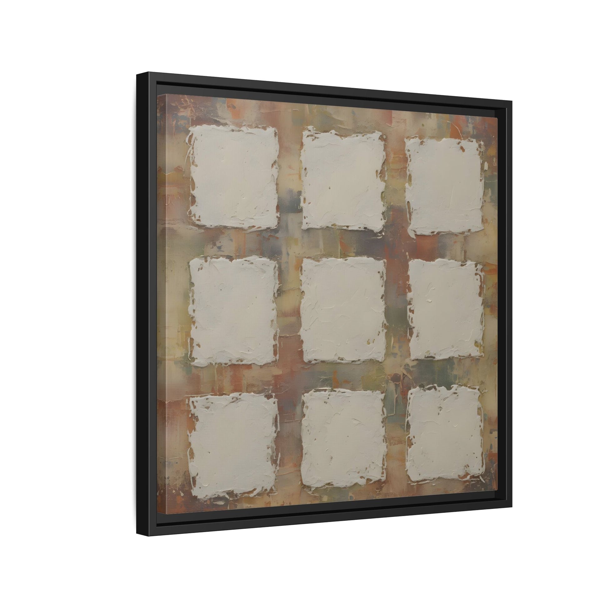 Abstract Grid Wabi Sabi - Framed Canvas Wall Art Print - YesArtYes