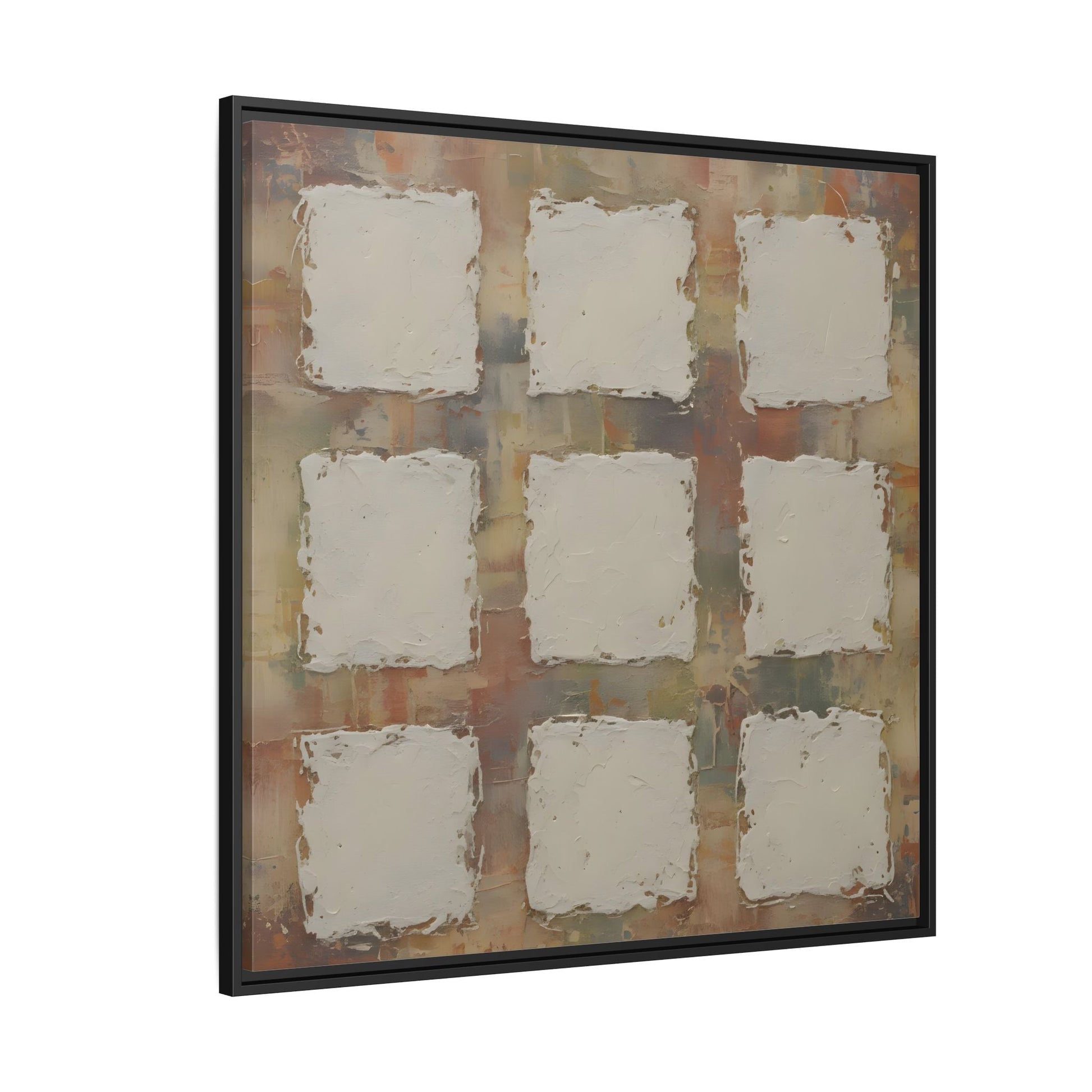 Abstract Grid Wabi Sabi - Framed Canvas Wall Art Print - YesArtYes