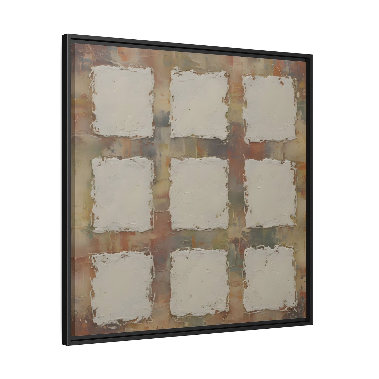 Abstract Grid Wabi Sabi - Framed Canvas Wall Art Print - YesArtYes