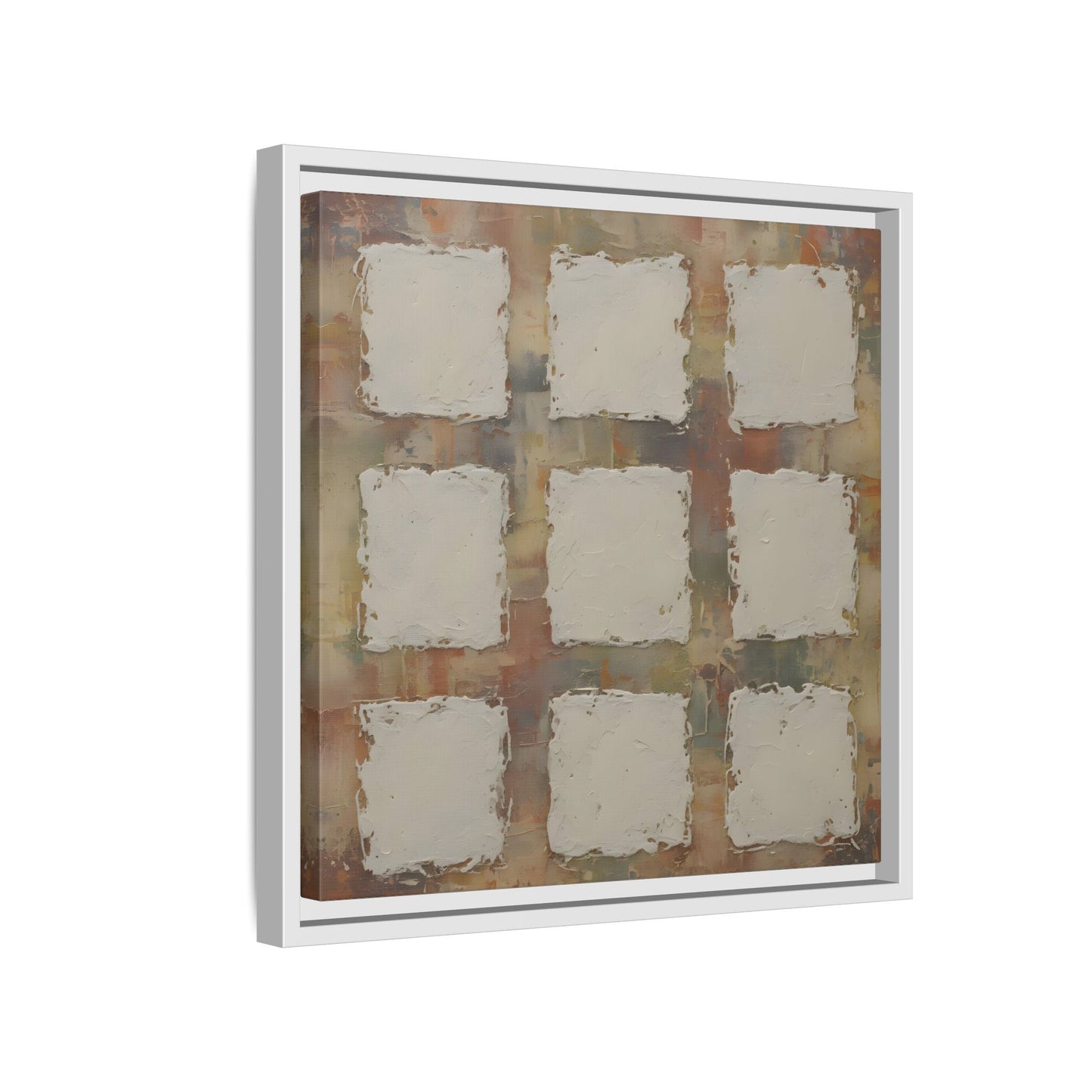 Abstract Grid Wabi Sabi - Framed Canvas Wall Art Print - YesArtYes