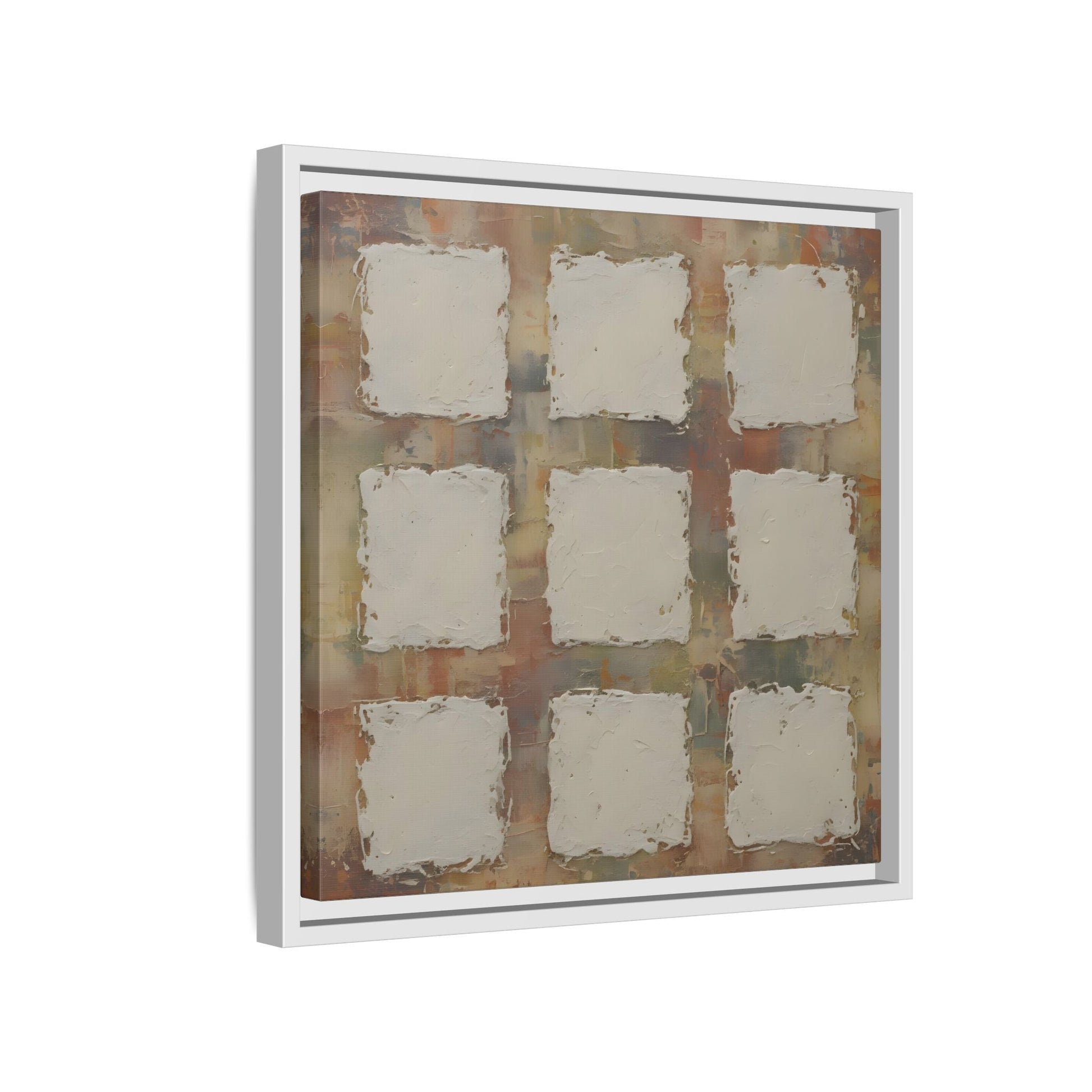 Abstract Grid Wabi Sabi - Framed Canvas Wall Art Print - YesArtYes
