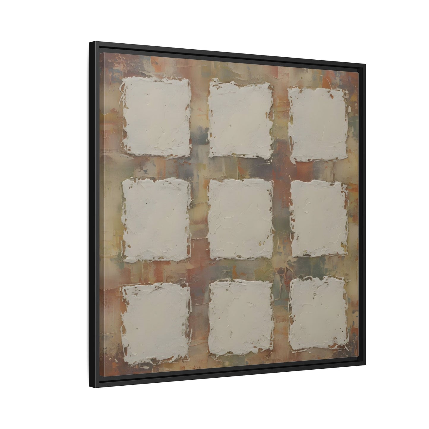 Abstract Grid Wabi Sabi - Framed Canvas Wall Art Print - YesArtYes