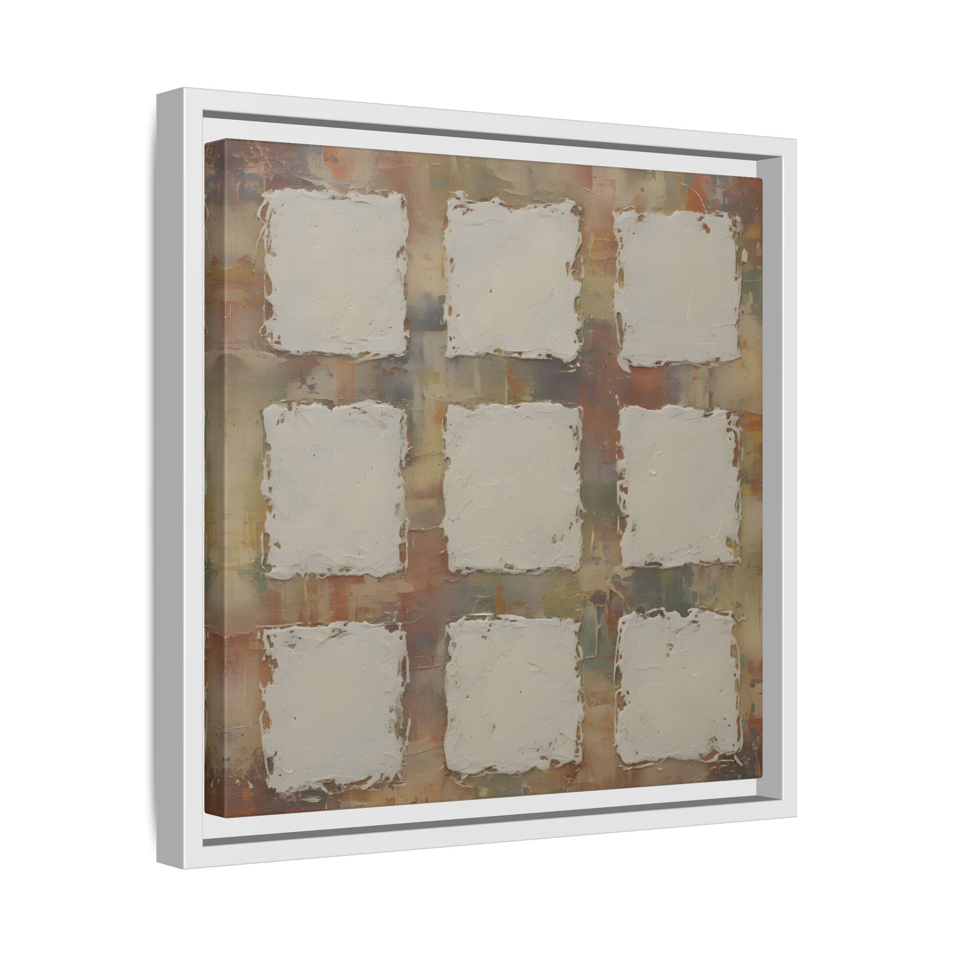 Abstract Grid Wabi Sabi - Framed Canvas Wall Art Print - YesArtYes