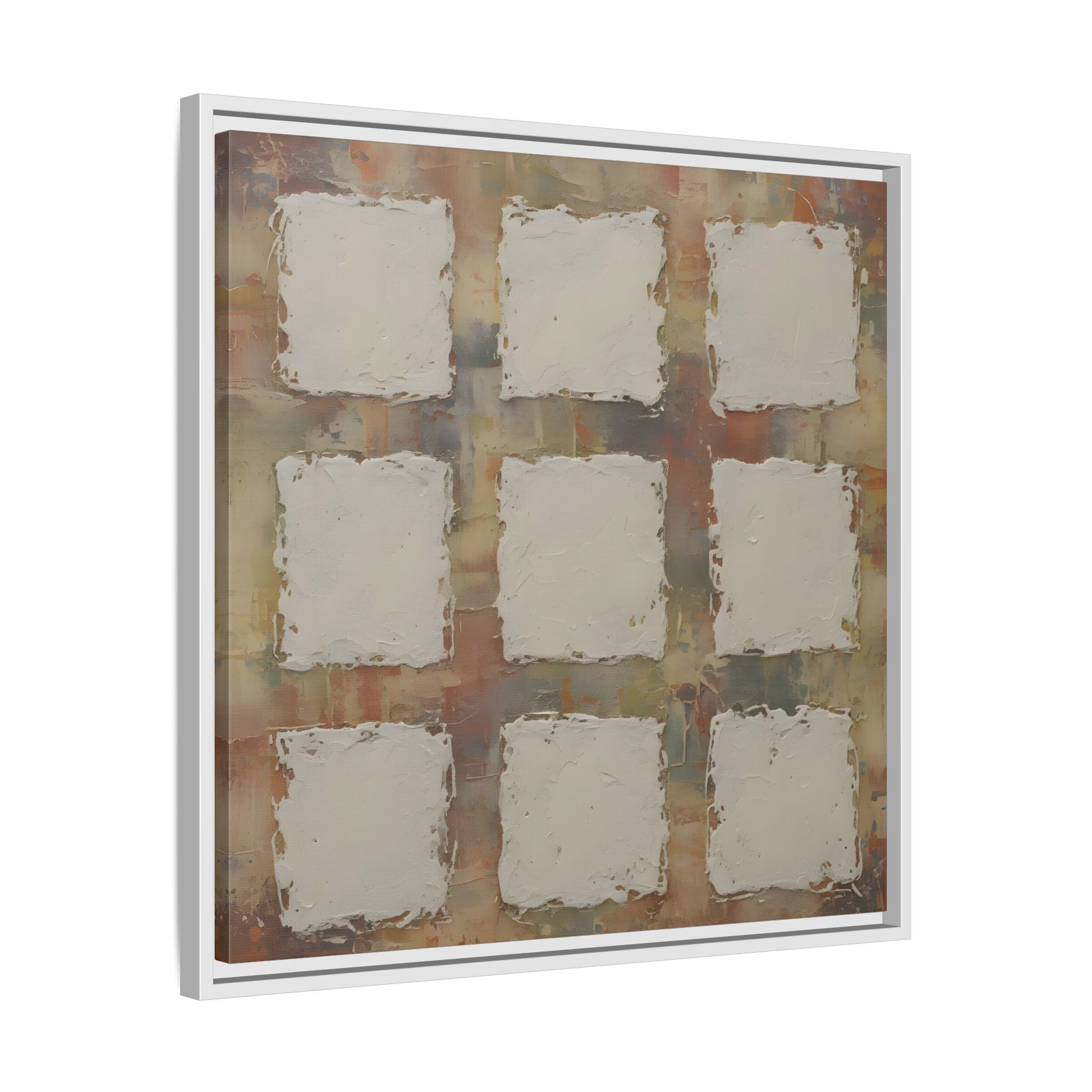 Abstract Grid Wabi Sabi - Framed Canvas Wall Art Print - YesArtYes