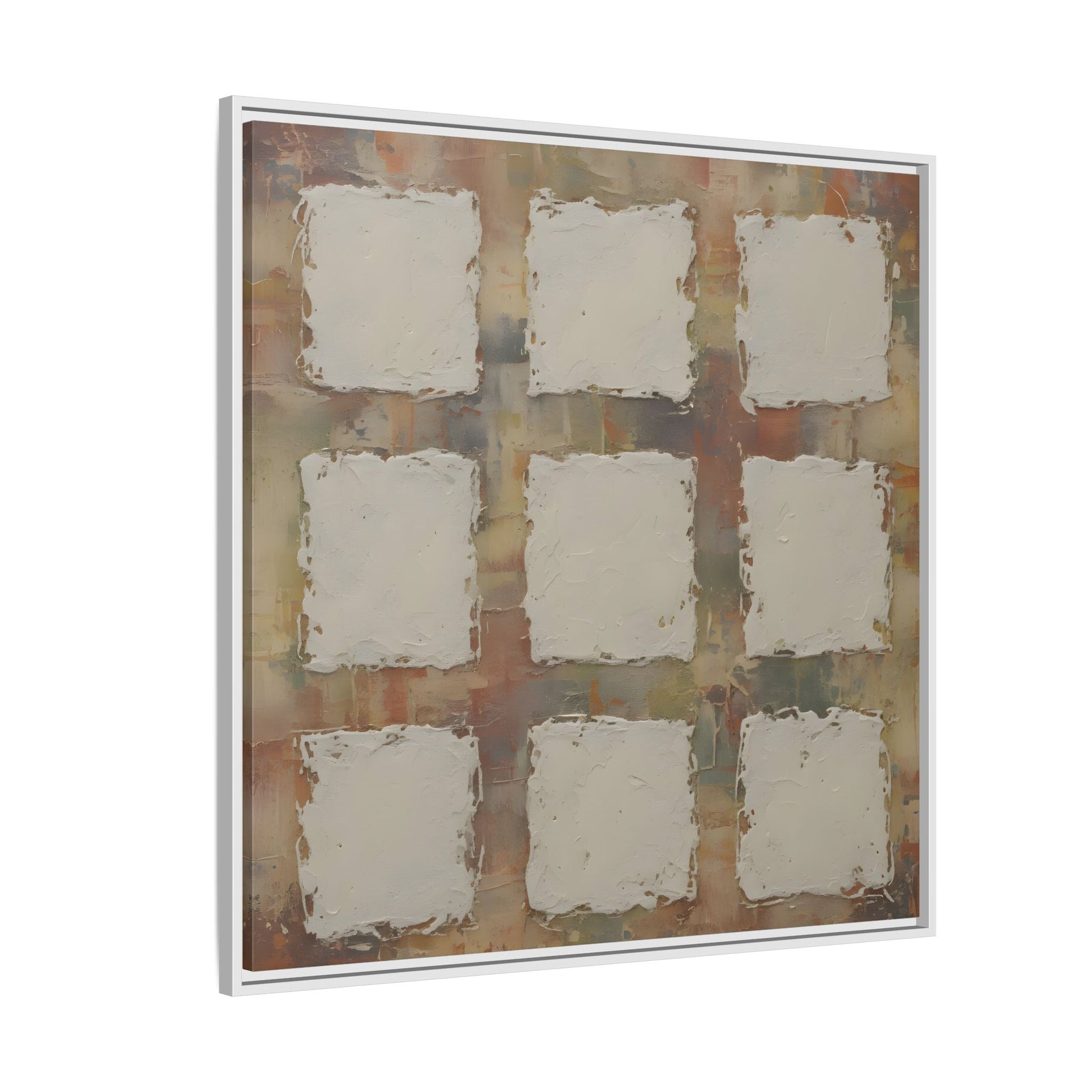 Abstract Grid Wabi Sabi - Framed Canvas Wall Art Print - YesArtYes