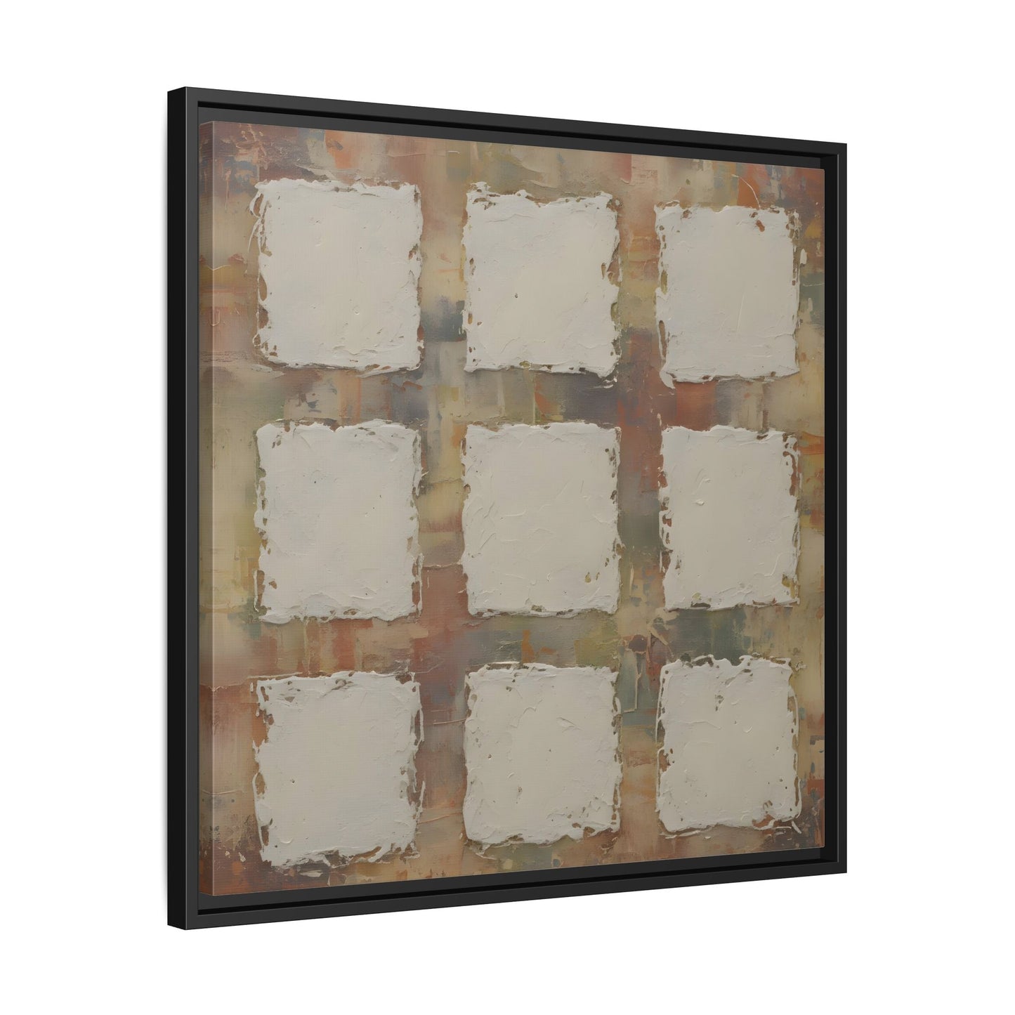 Abstract Grid Wabi Sabi - Framed Canvas Wall Art Print - YesArtYes