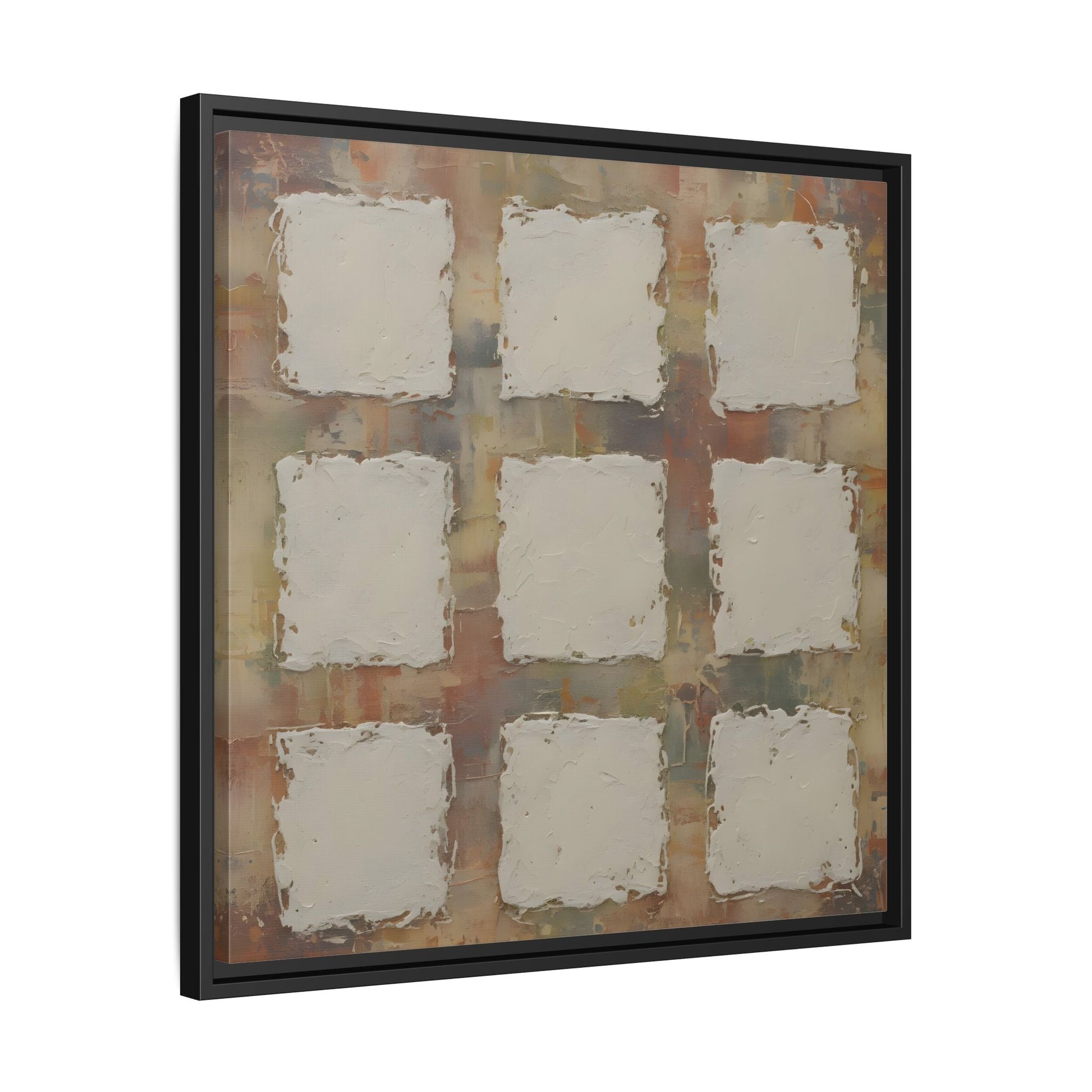Abstract Grid Wabi Sabi - Framed Canvas Wall Art Print - YesArtYes