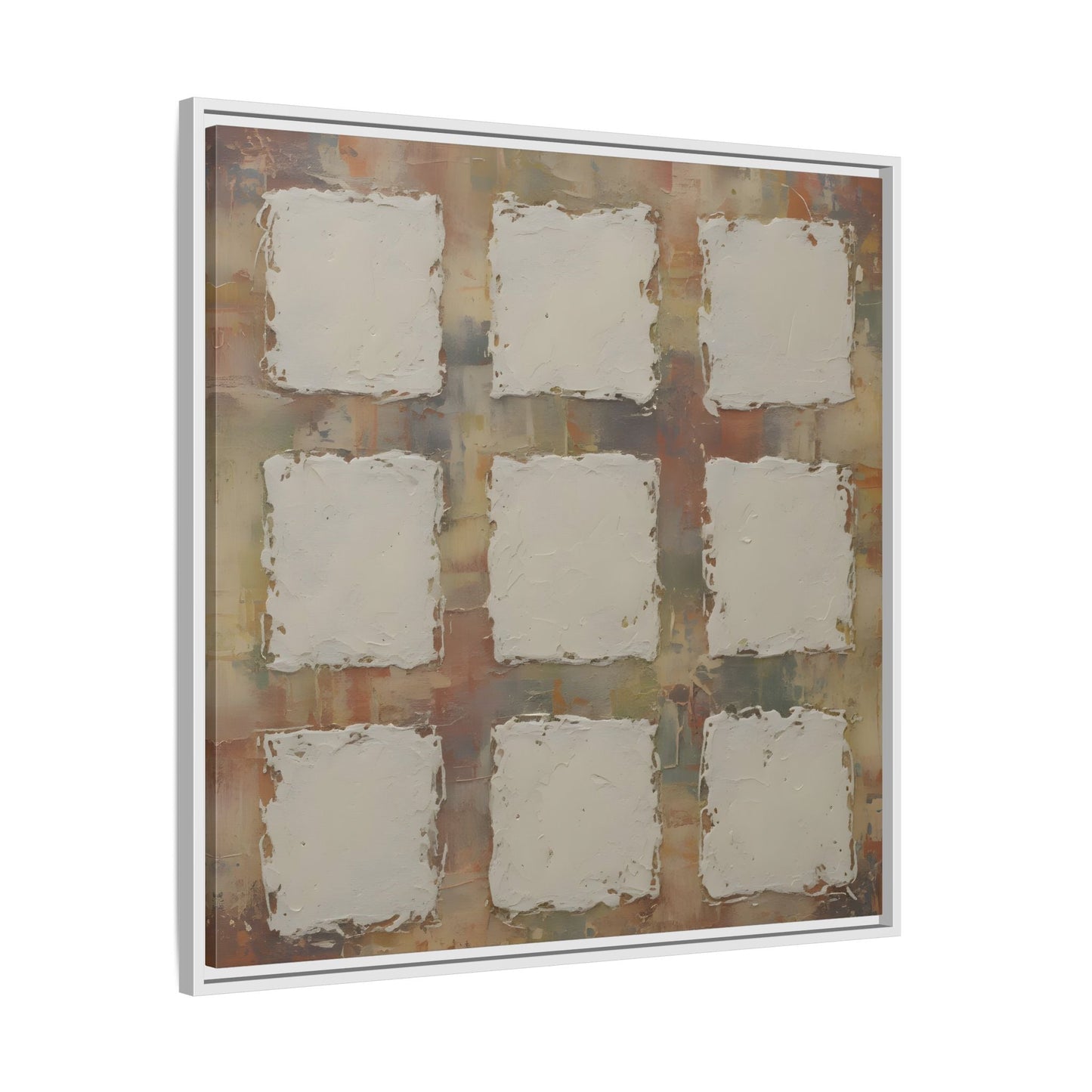Abstract Grid Wabi Sabi - Framed Canvas Wall Art Print - YesArtYes