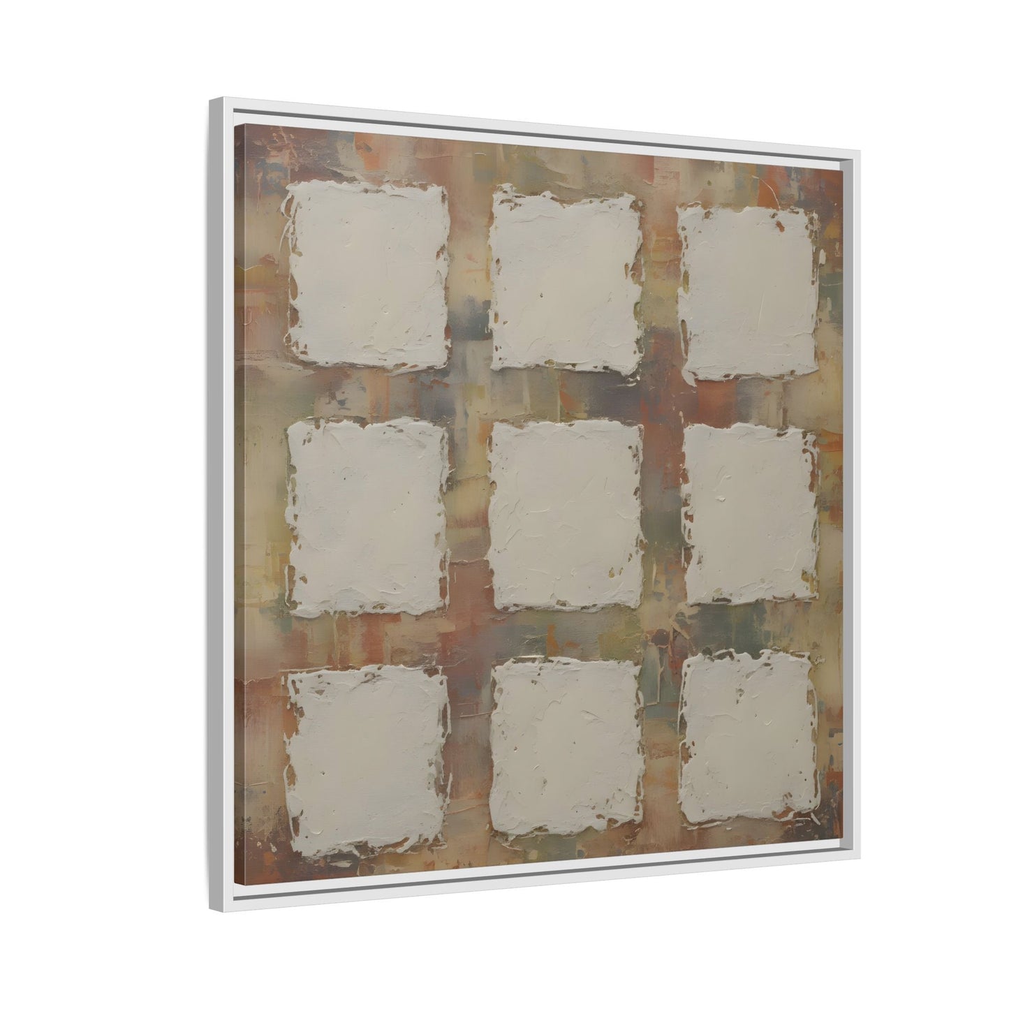 Abstract Grid Wabi Sabi - Framed Canvas Wall Art Print - YesArtYes
