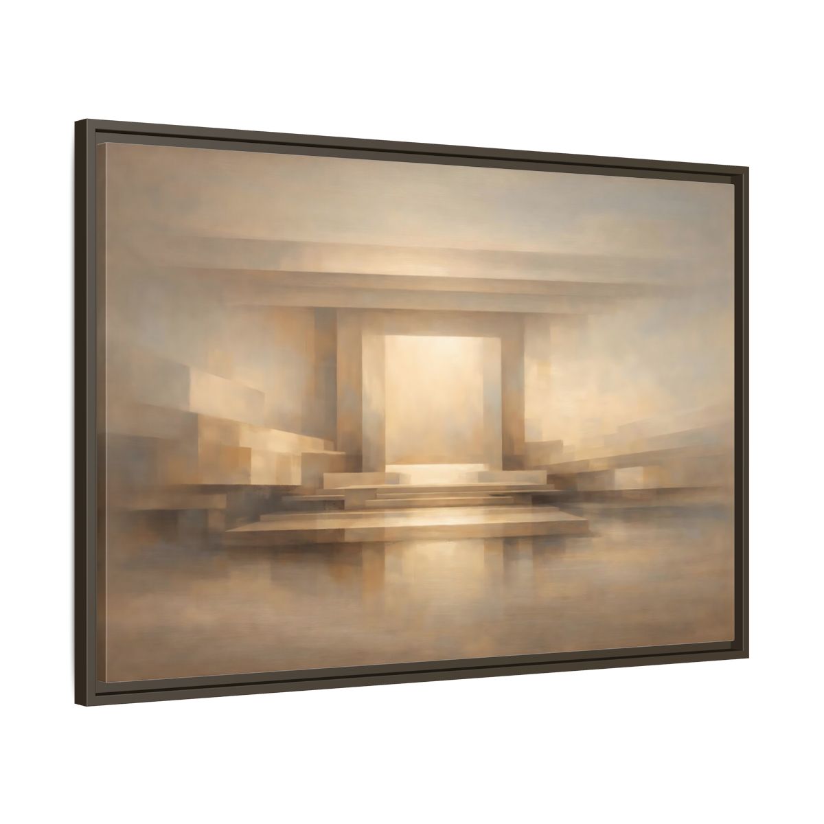 Side Mockup 9. Abstract Abstract Hall Neutral Geometric shown as stretched canvas wall art