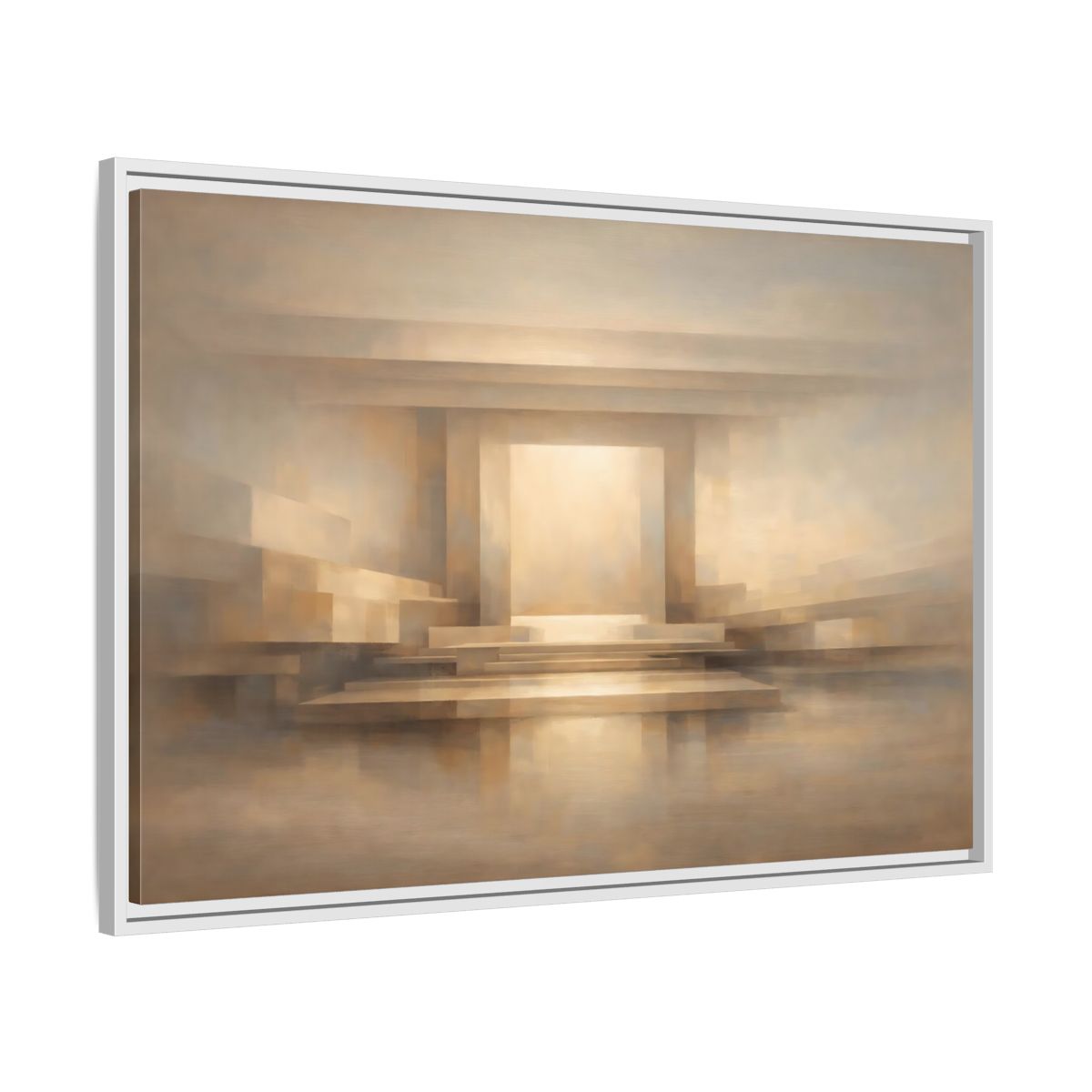 Side Mockup 8. Abstract Abstract Hall Neutral Geometric shown as stretched canvas wall art
