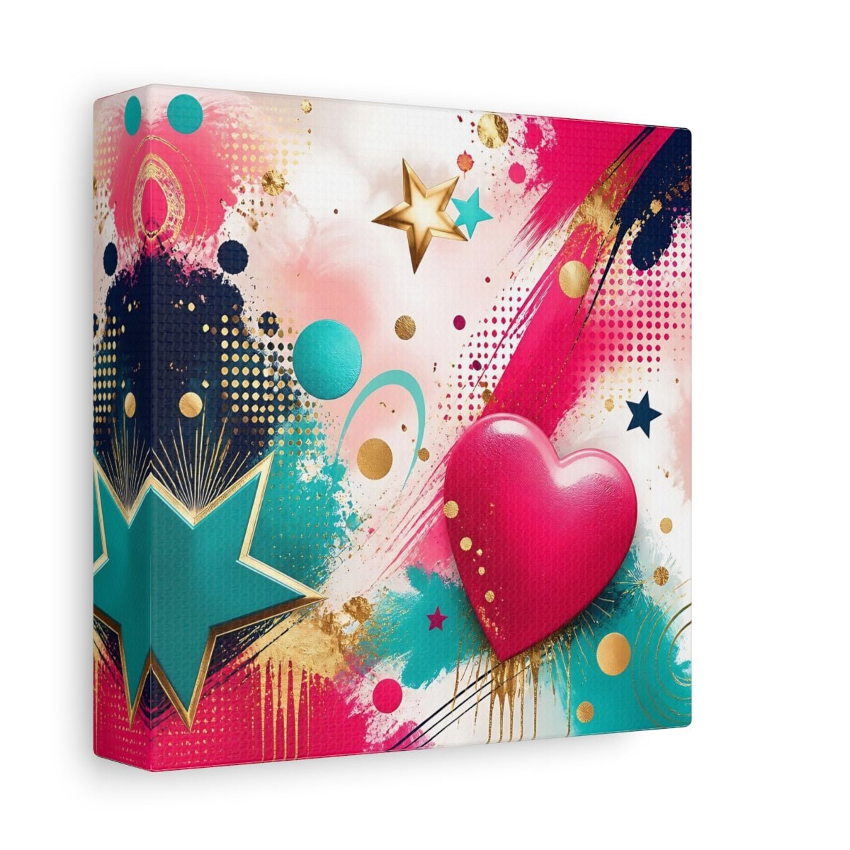 Abstract Heart Pink Gold Canvas Print – Living Room, Above Fireplace, Multi-color - YesArtYes
