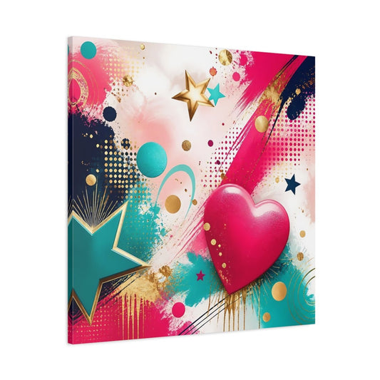 Abstract Heart Pink Gold Canvas Print – Living Room, Above Fireplace, Multi-color - YesArtYes